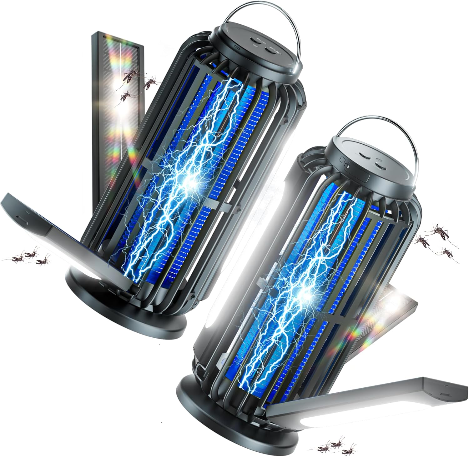 Detalle de TYPEC 2 Pack Solar Bug Zapper with 3 Solar Panels and 4200V Mosquito Trap