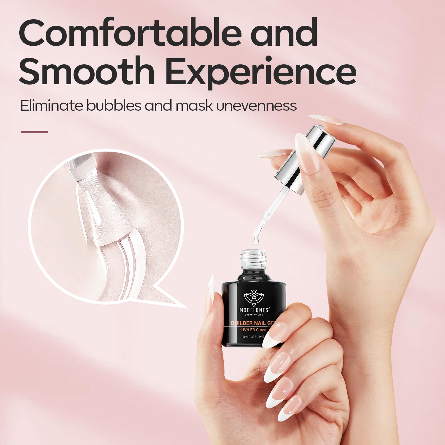 Thumbnail 6 de modelones Builder Nail Gel (2 Pcs) Clear + Cover Nude 10ml — 8-in-one thickening strengthener for LED/UV curing