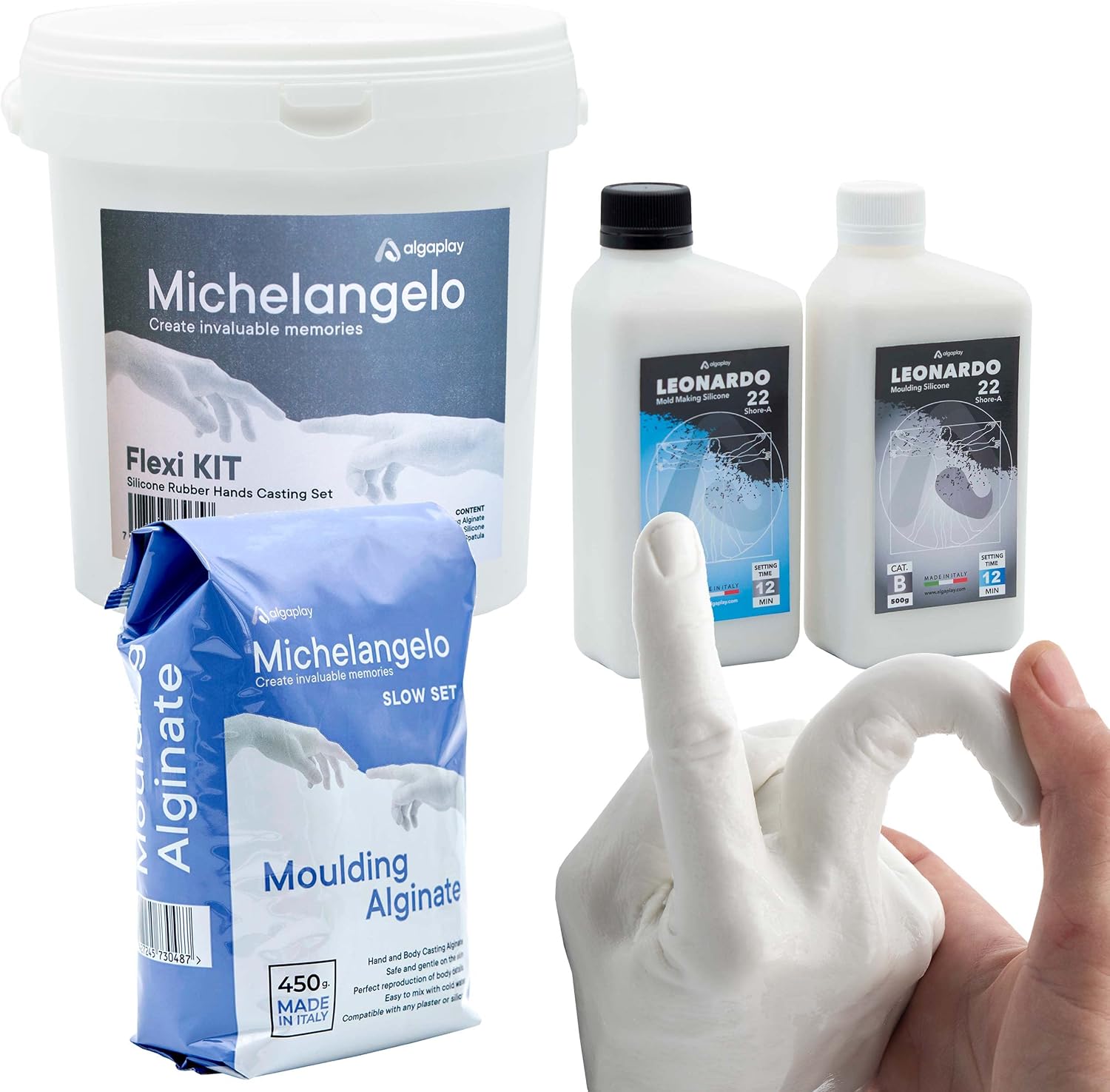 Thumbnail 5 de Algaplay Michelangelo Kit Sculpture des Mains (KIT Love) – Empreinte et sculpture en famille