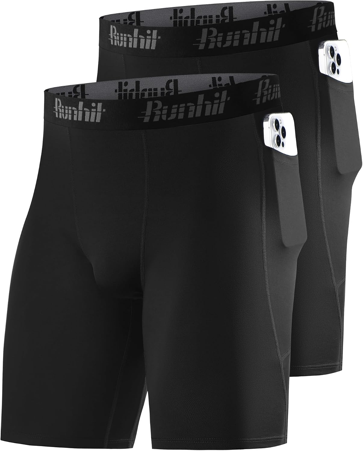 Detalle de Runhit Men's Compression Shorts, 9-Inch