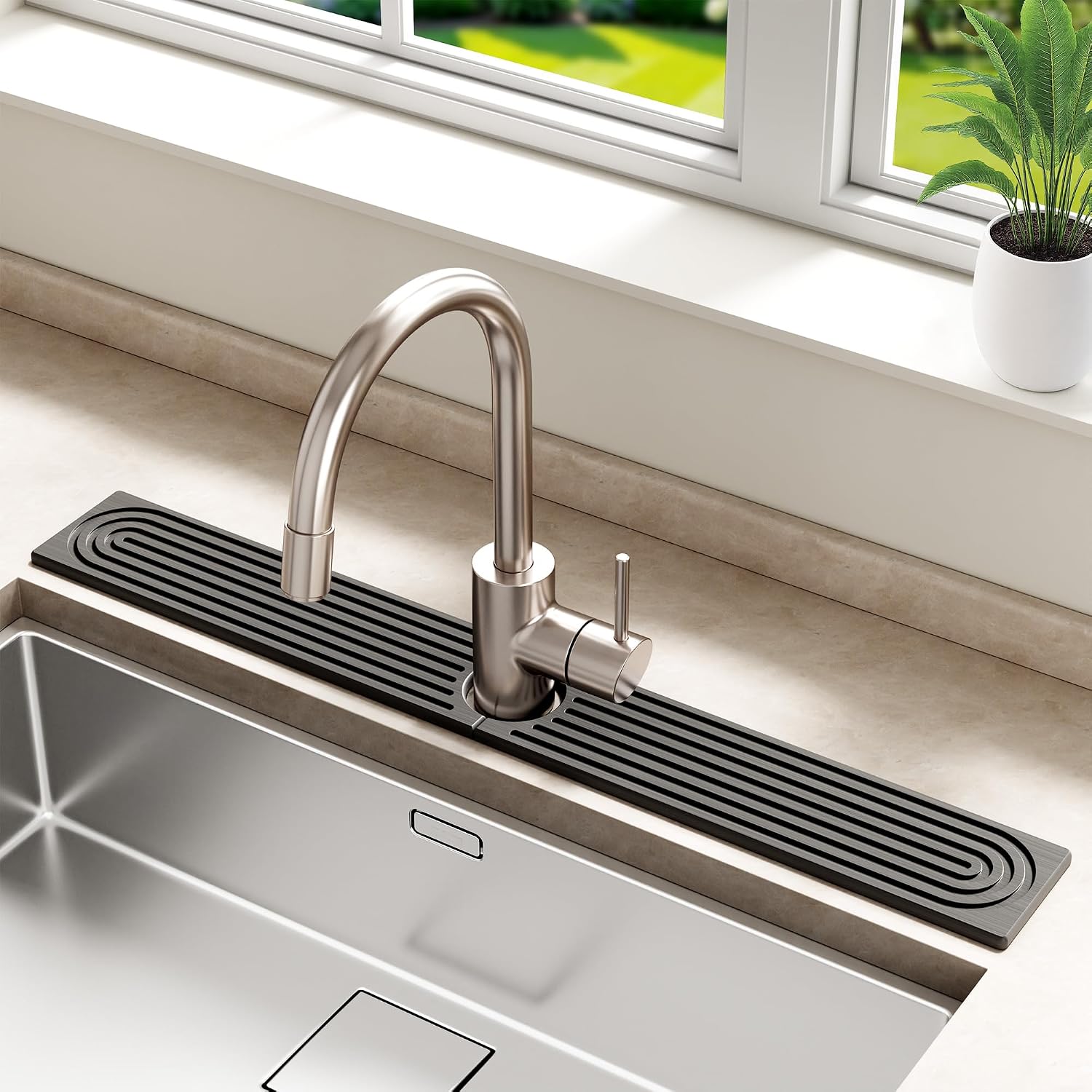 Detalle de MAGKOTA Stone Faucet Mat 30" x 4" for Sink