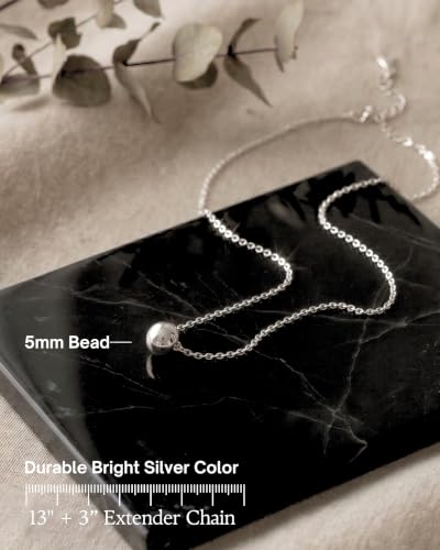 Thumbnail 3 de Annika Bella Silver Ball Choker Necklace for Women – Minimalist Dainty Bead Pendant