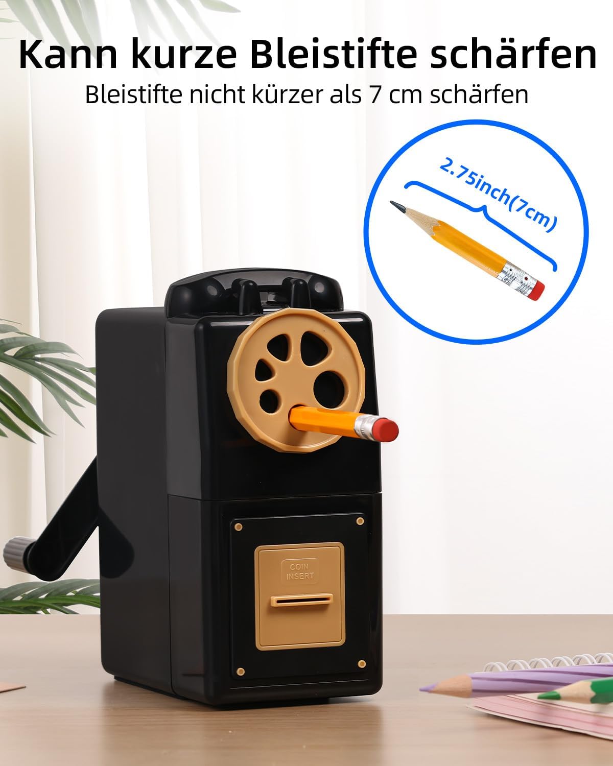 Thumbnail 5 de Zmol manueller Kurbe Anspitzer für Buntstifte – 6 Größen (6–12 mm) mit einstellbarer Spitze, Schwarz
