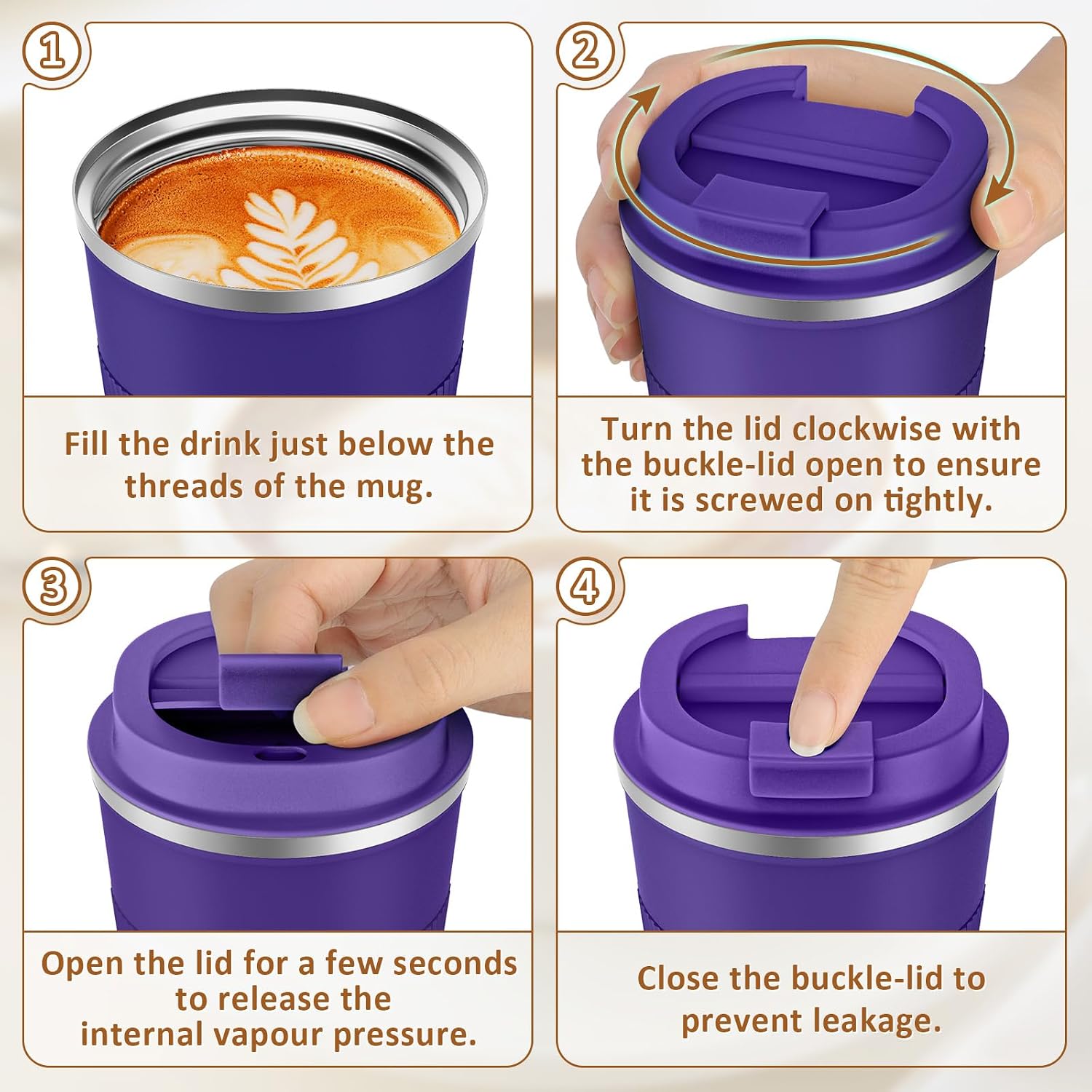 Thumbnail 5 de KETIEE Travel Mug Insulated 380ml Deep Purple review