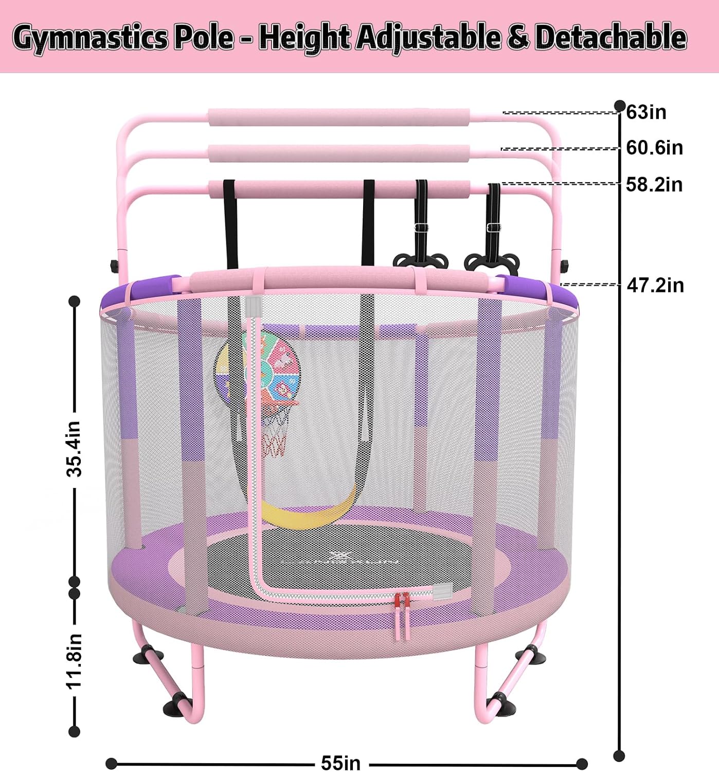 Detalle de LANGXUN 60" Trampoline for Kids 🤸