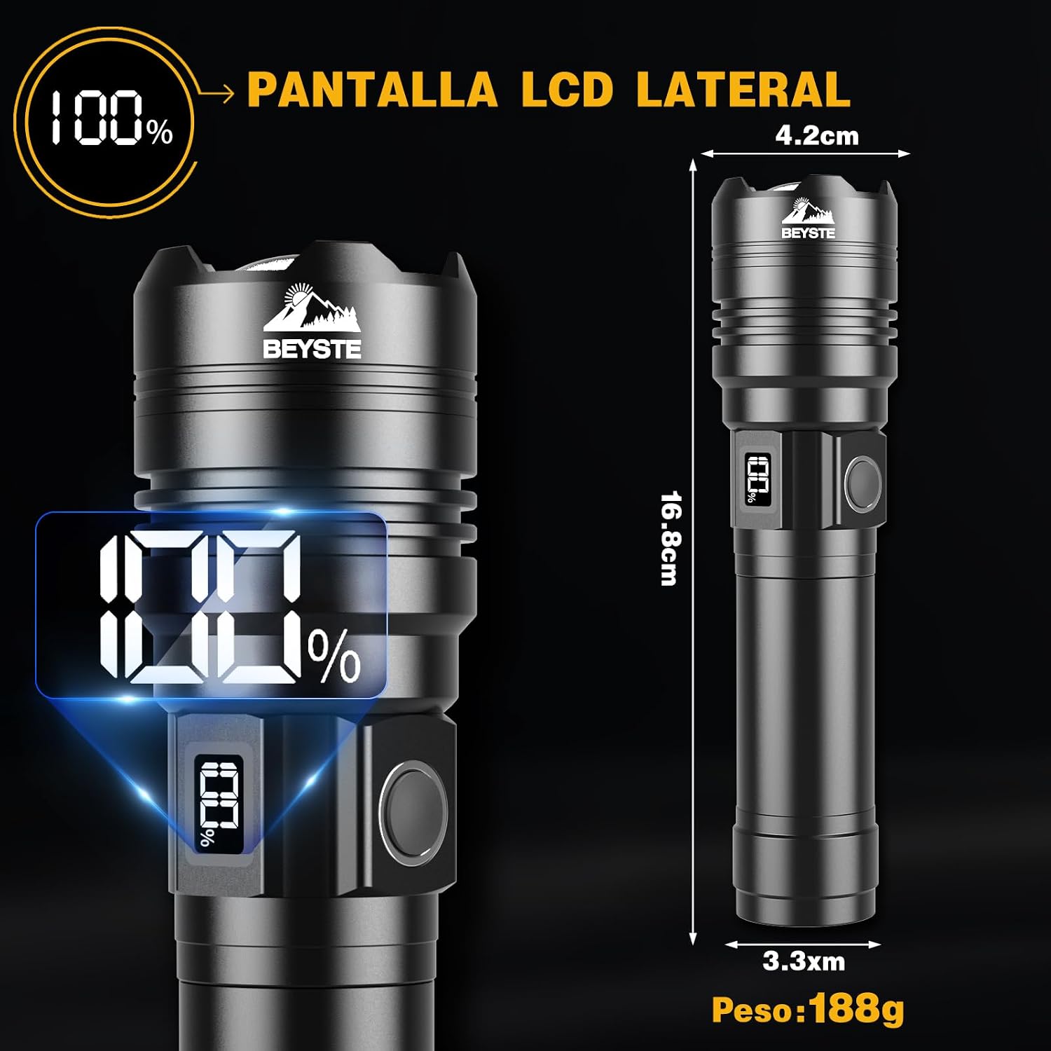 Thumbnail 2 de BEYSTE Linterna LED 1.000.000 lúmenes