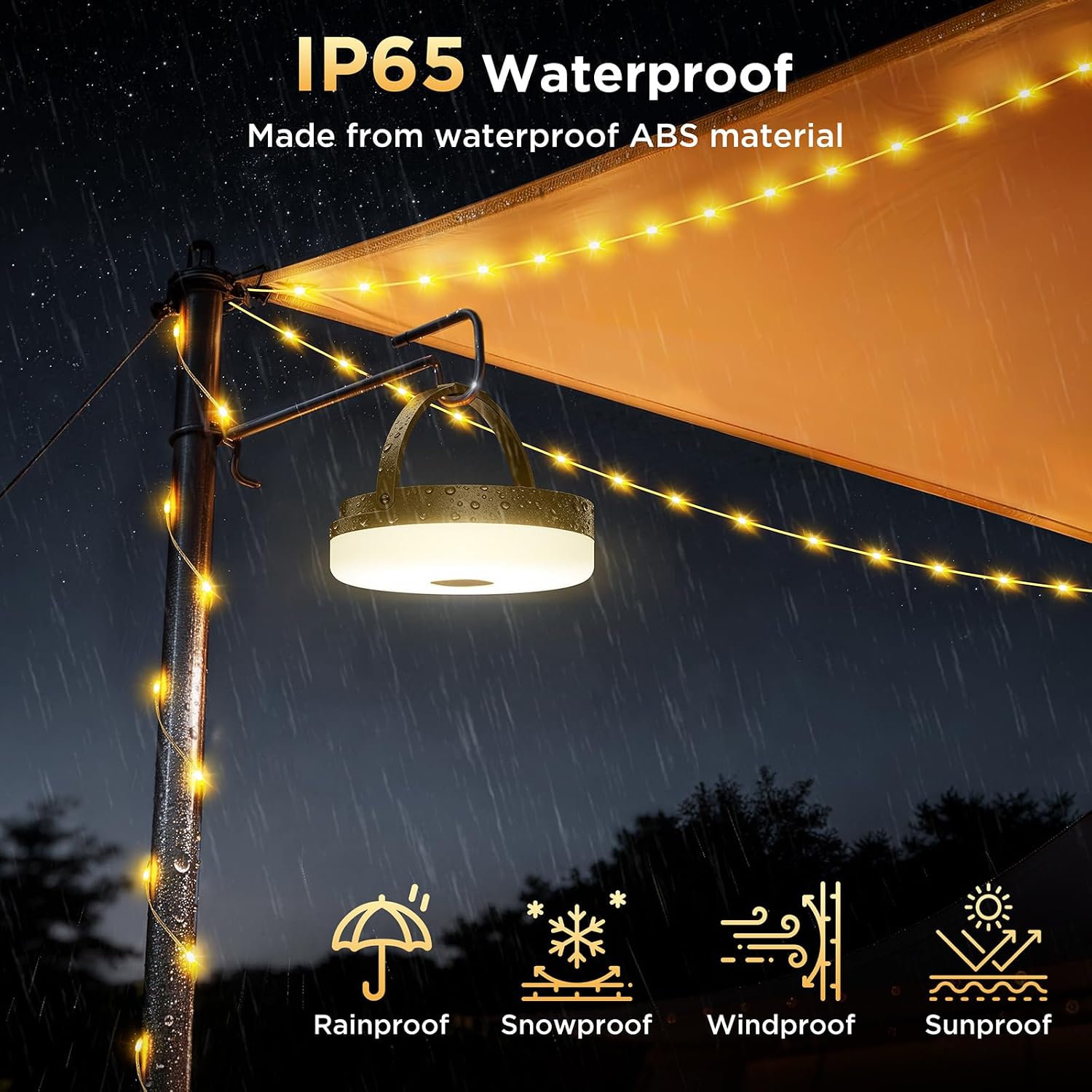 Detalle de Luci Catena Campeggio Retrattili 3 in 1 – 10 m, LED USB, IP65, 13 modalità
