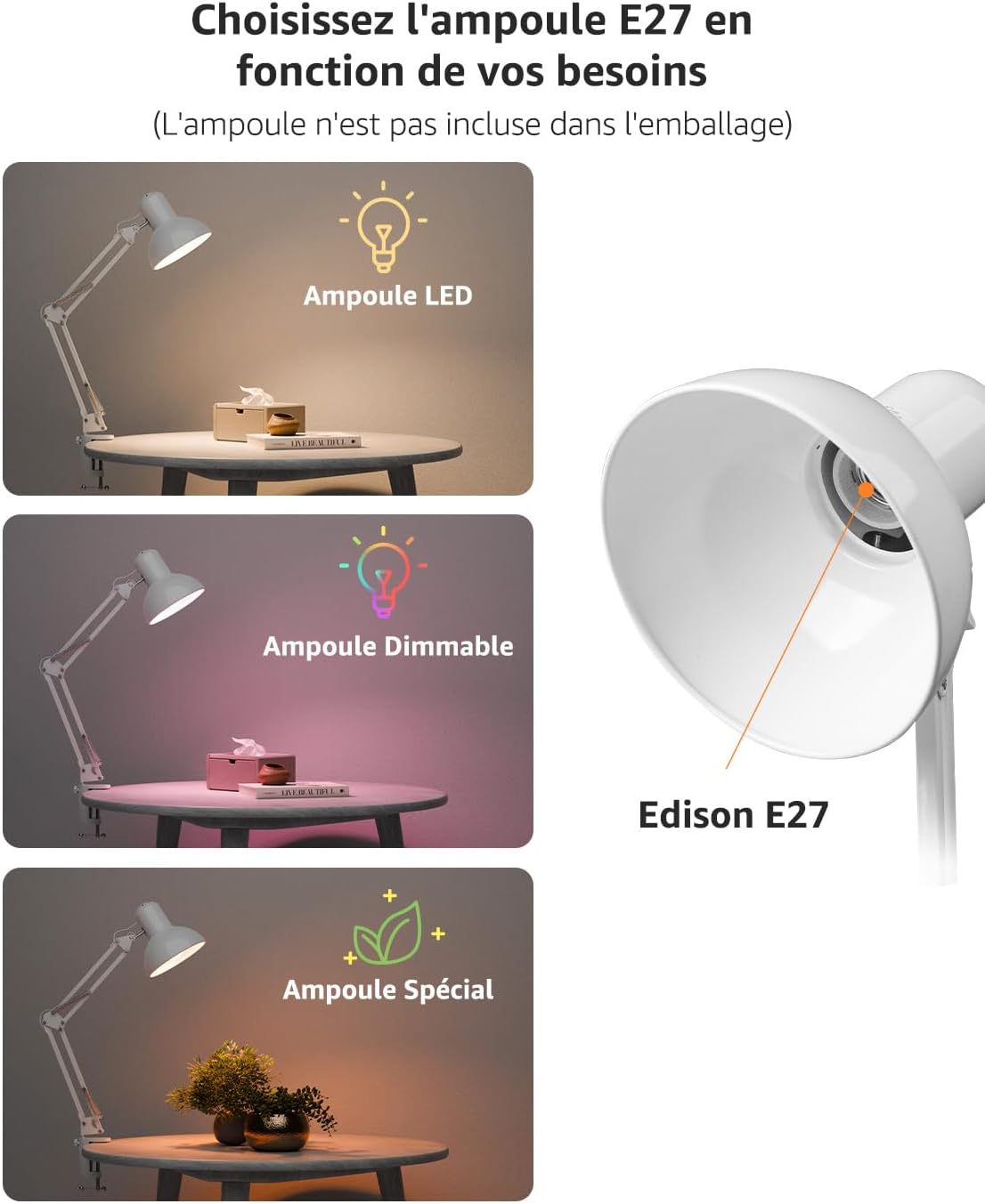 Thumbnail 4 de Lepro Lampe de Bureau Pince 15 cm