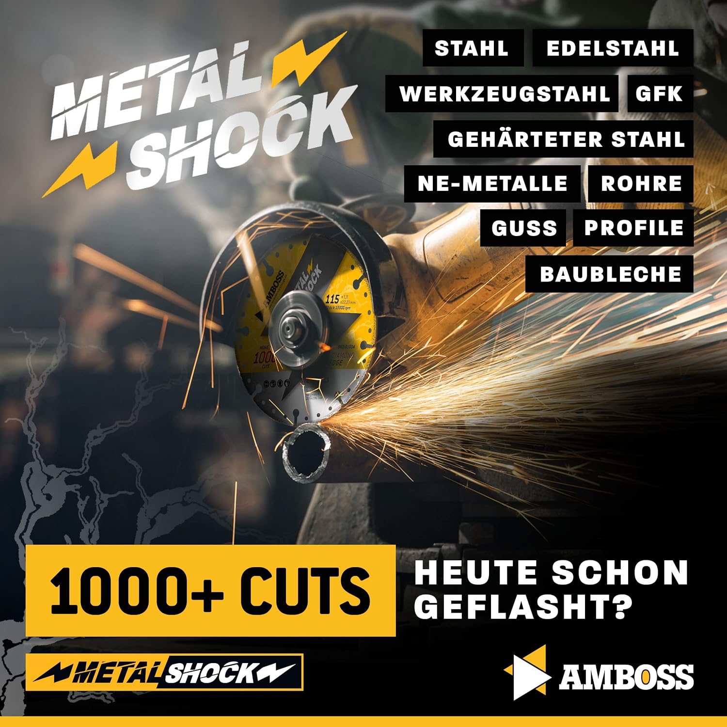Detalle de Amboss Diamant Trennscheibe Metal Shock 115 x 1,8 x 22,23 mm – für Metall, Stahl und Inox