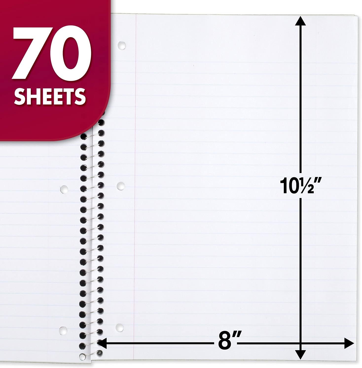 Thumbnail 1 de Mead Spiral Notebook, 24-Pack, 1 Subject, Wide Ruled, 7.5 x 10.5 (70 Sheets each)