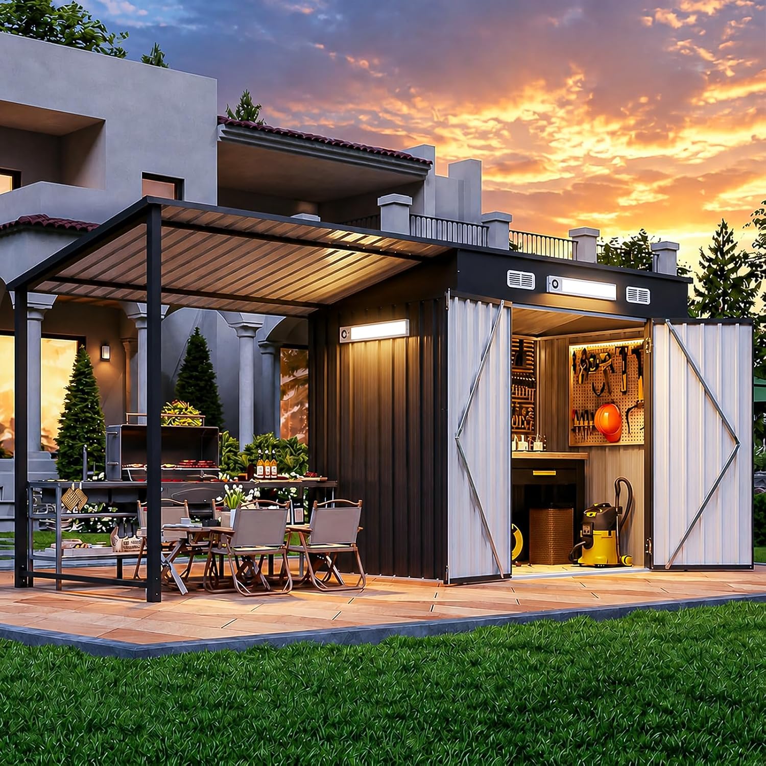 Detalle de Aoxun Outdoor Storage Shed, 6x4FT