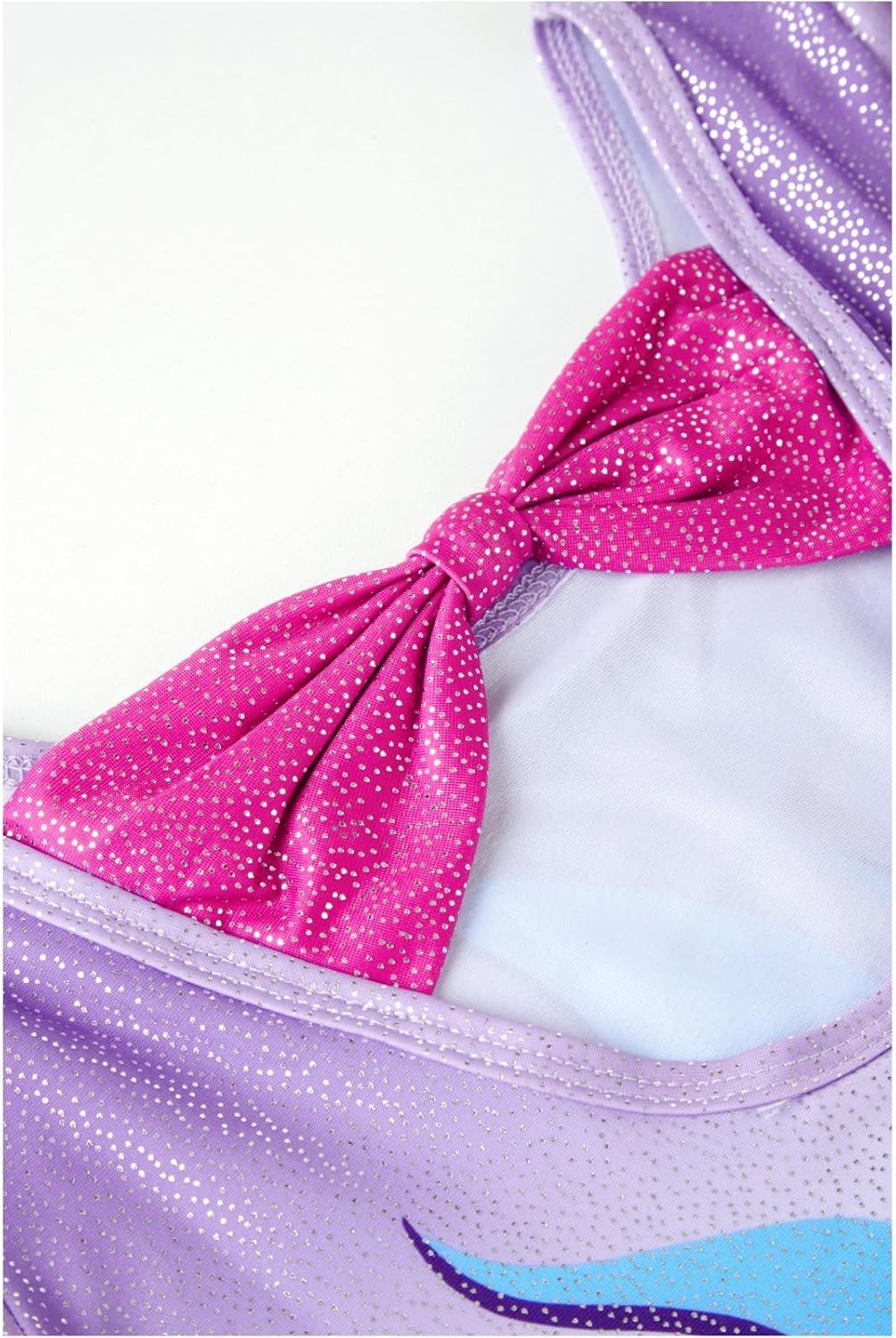 Detalle de Girls’ three-piece gymnastics leotard set with sparkling gradient design (leotard, shorts & hairband)