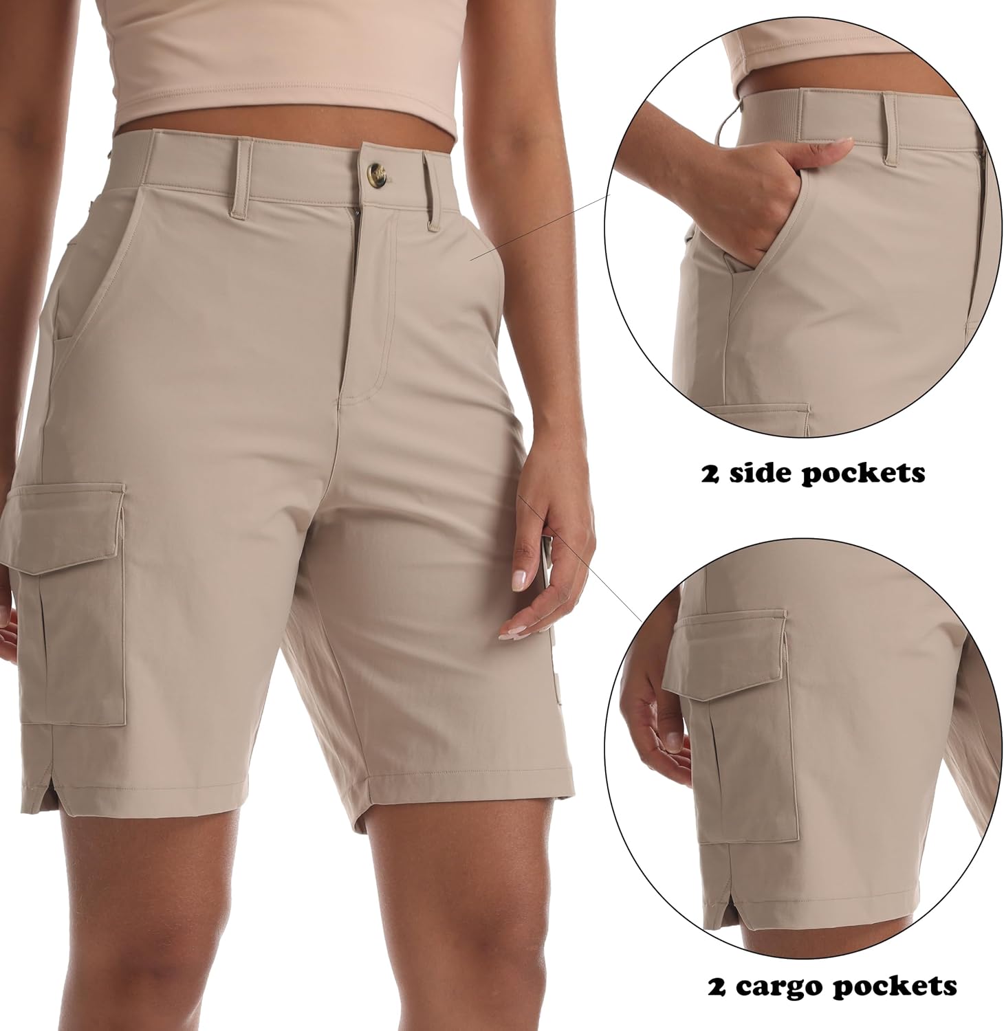 Thumbnail 2 de Yoglegins Women's Lightweight Hiking Cargo Shorts — 5-Pocket, Water-Resistant, 8" Inseam