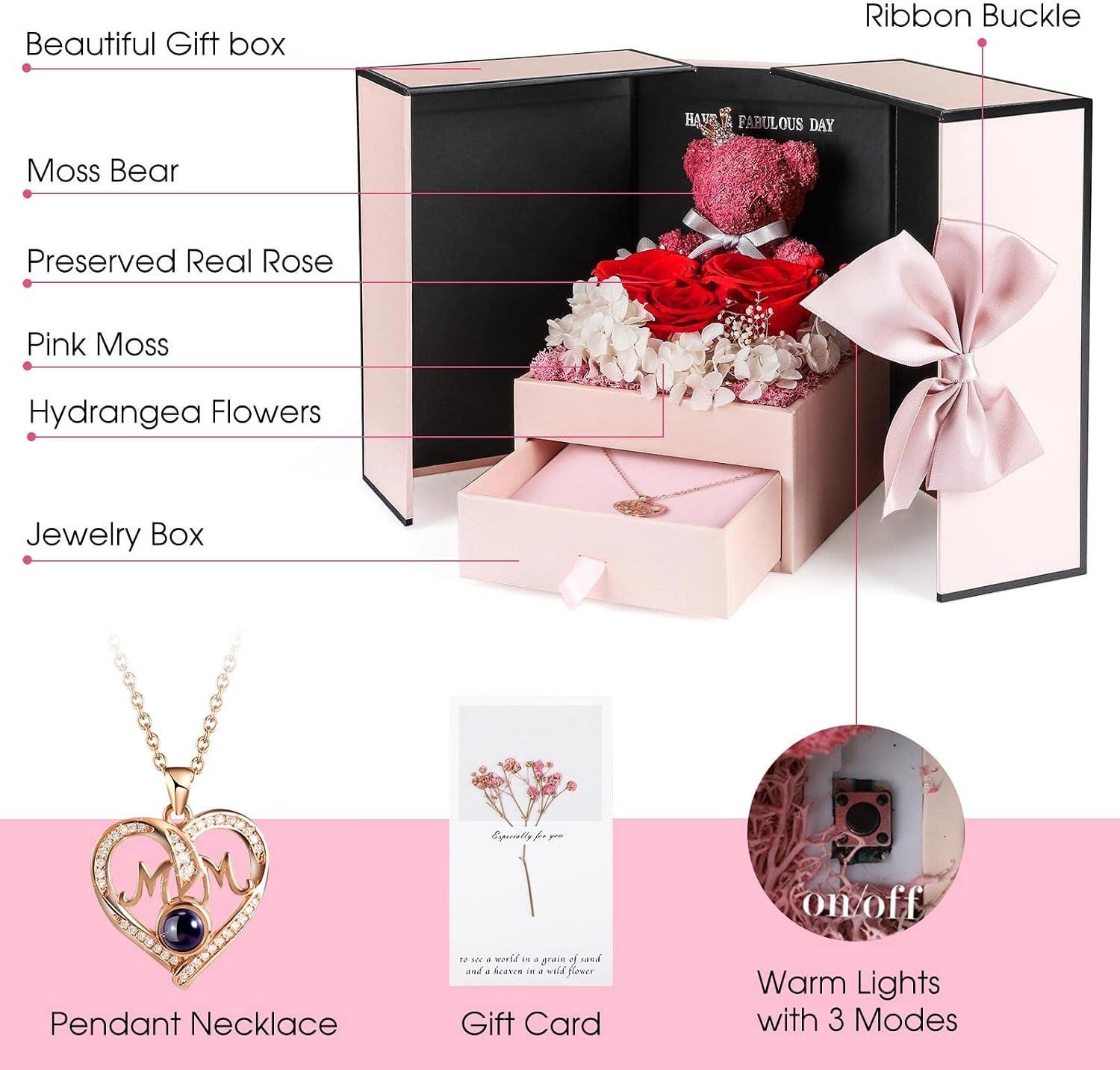 Thumbnail 6 de ADDWel Mom Necklace with Real Roses 100 Languages