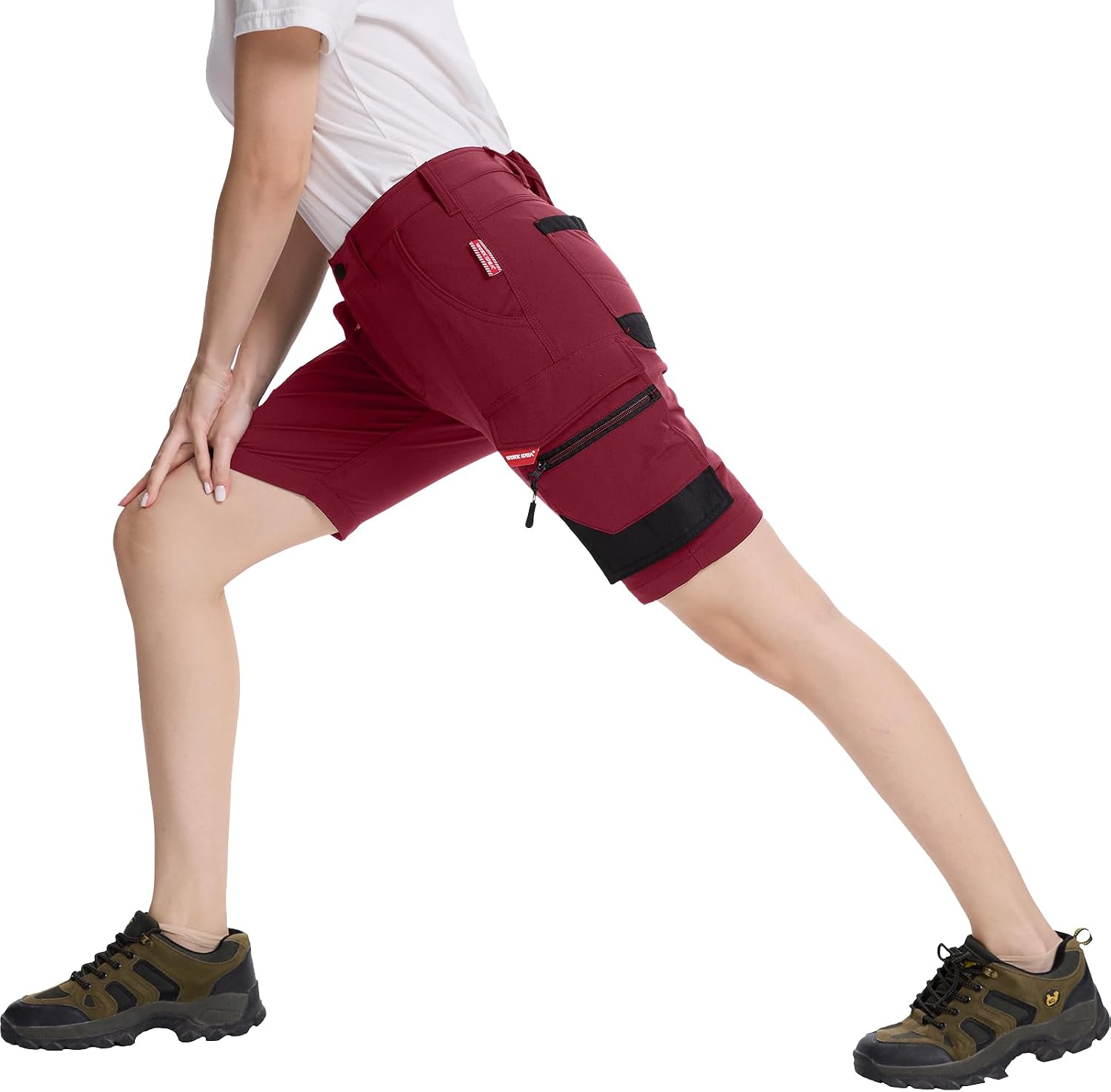 Detalle de WORK IDEA Damen Slim-Fit Stretch Arbeitsshorts – strapazierfähig, flexibel und stilvoll