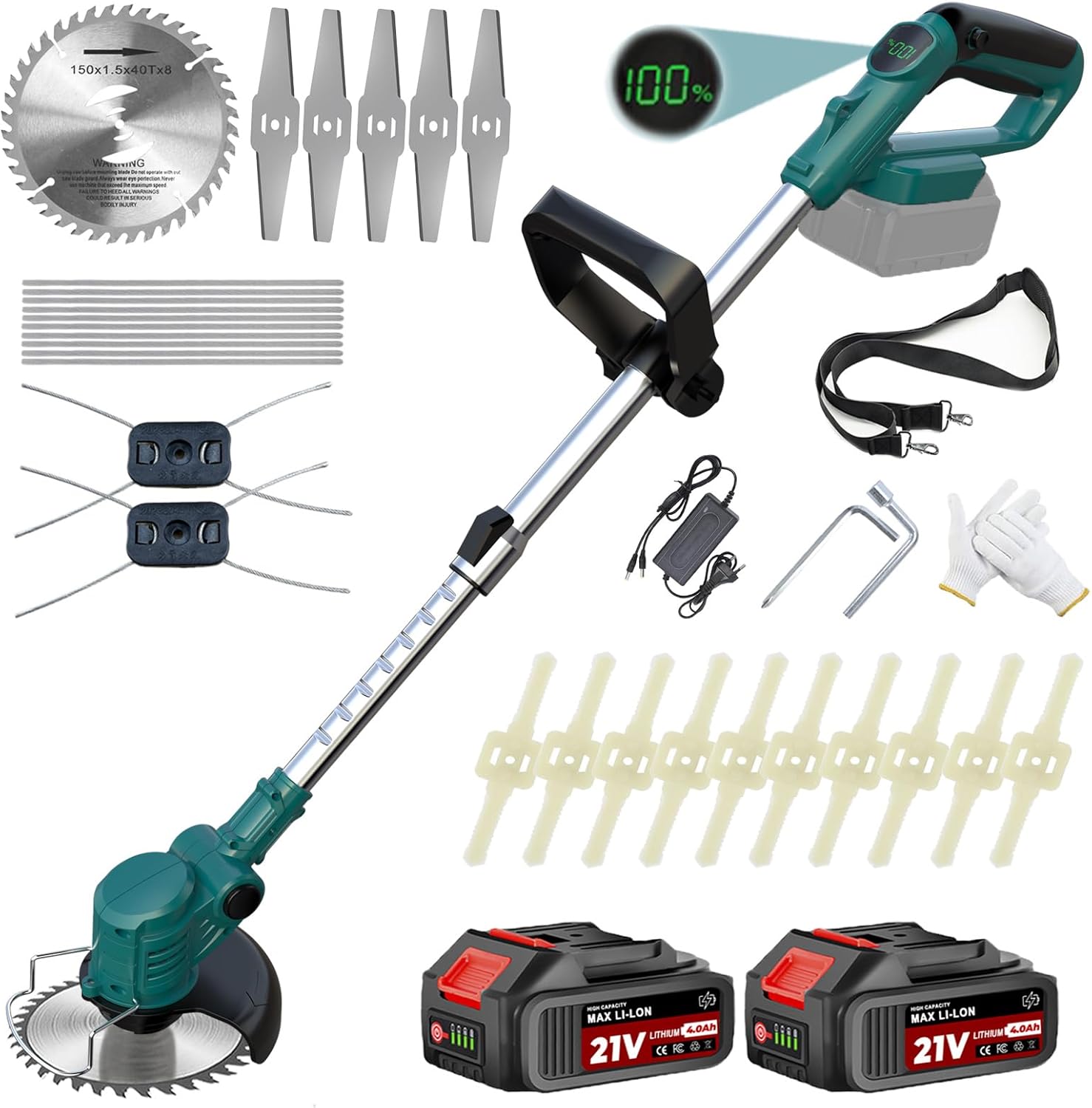 YEXLXLN Rasentrimmer mit Akku – 4-in-1 Set, 21V, 2 x 2,0 Ah Akkus, inkl. Makita-Kompatibilität