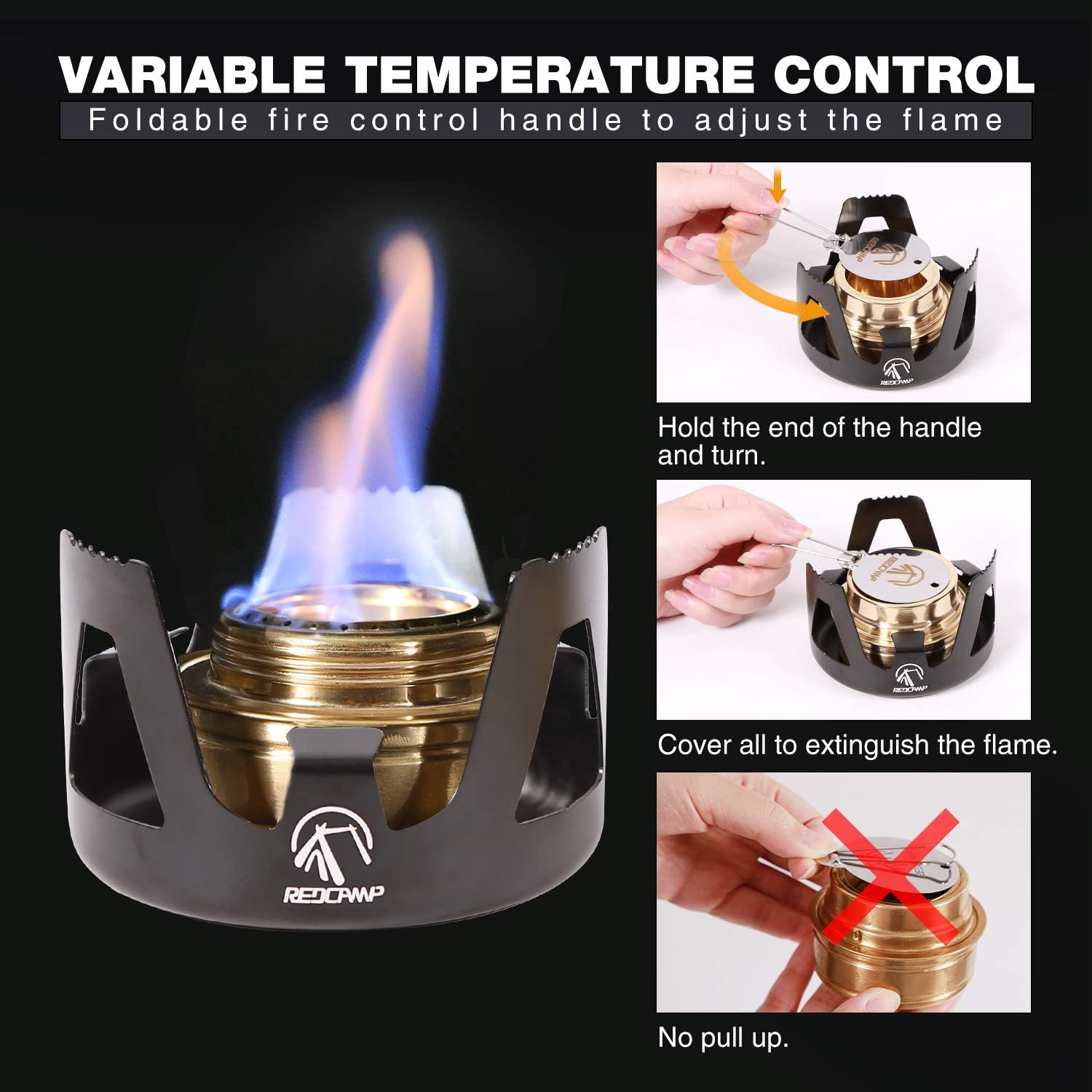 Thumbnail 3 de REDCAMP Mini Spirit Burner – Brass Alcohol Stove (Black)