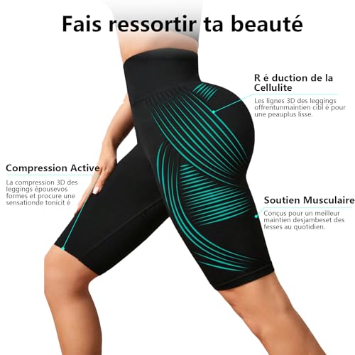 Detalle 2 de Leggings Anti Cellulite 3D Femme Shorts Court Deedlite – compression haute et silhouette sculptée
