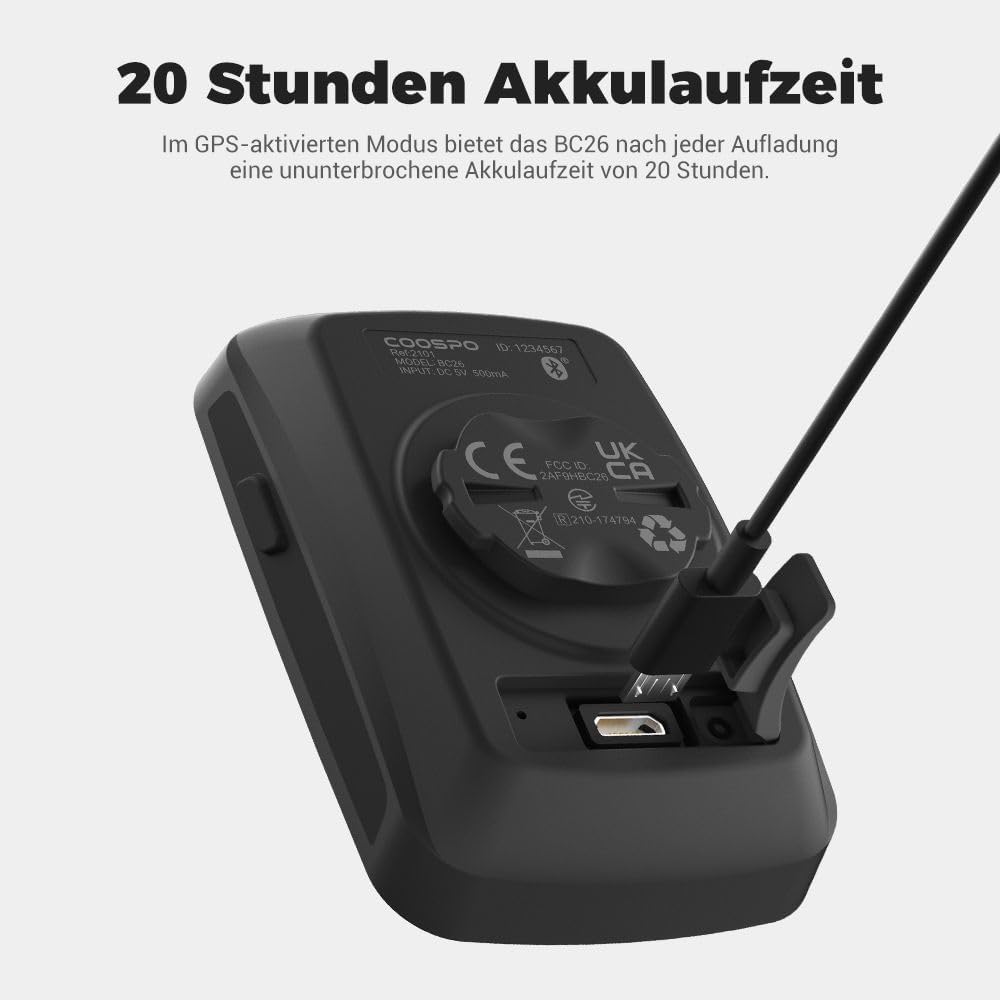 Thumbnail 3 de CooSpo BC26 GPS-Fahrradcomputer kabellos mit Bluetooth 5.0/ANT+ und 2,3-Zoll-LCD
