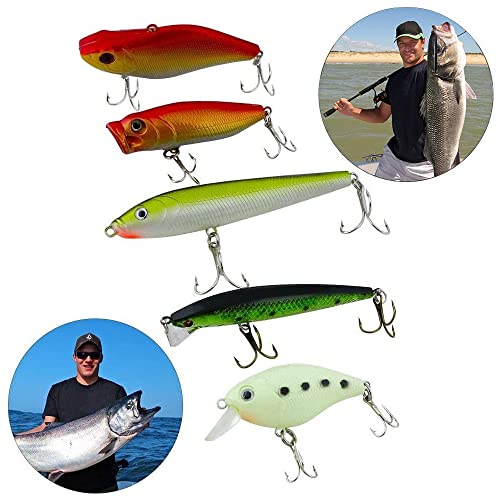 Detalle 2 de Vicloon Leurres de Pêche 101pcs – Kit d'appâts spinnerbaits, plastique, Minnow, Popper et Crayon en métal dur
