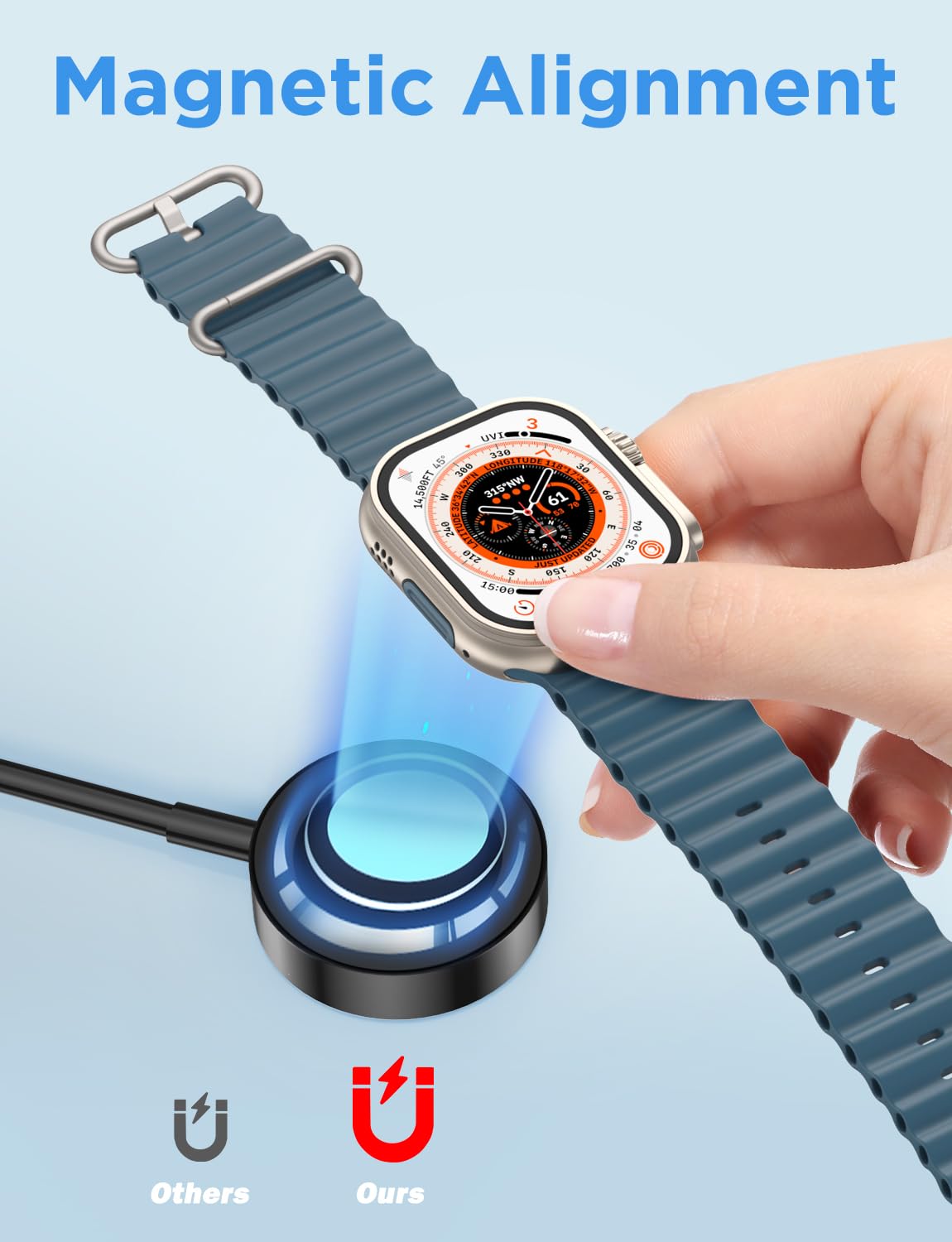 Thumbnail 1 de iWatch Ladegerät USB magnetisches Kabel (2026 Upgraded) für Apple Watch – Serie 11/10/9/8/7/6/SE bis 1, Schwarz