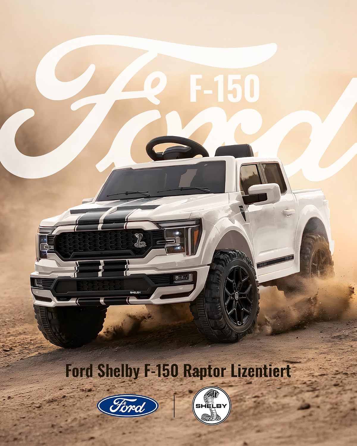 Thumbnail 1 de Outfunny Ford Shelby F-150 Kinder-Elektroauto (12V) mit Fernbedienung, ab 3 Jahren – Weiß