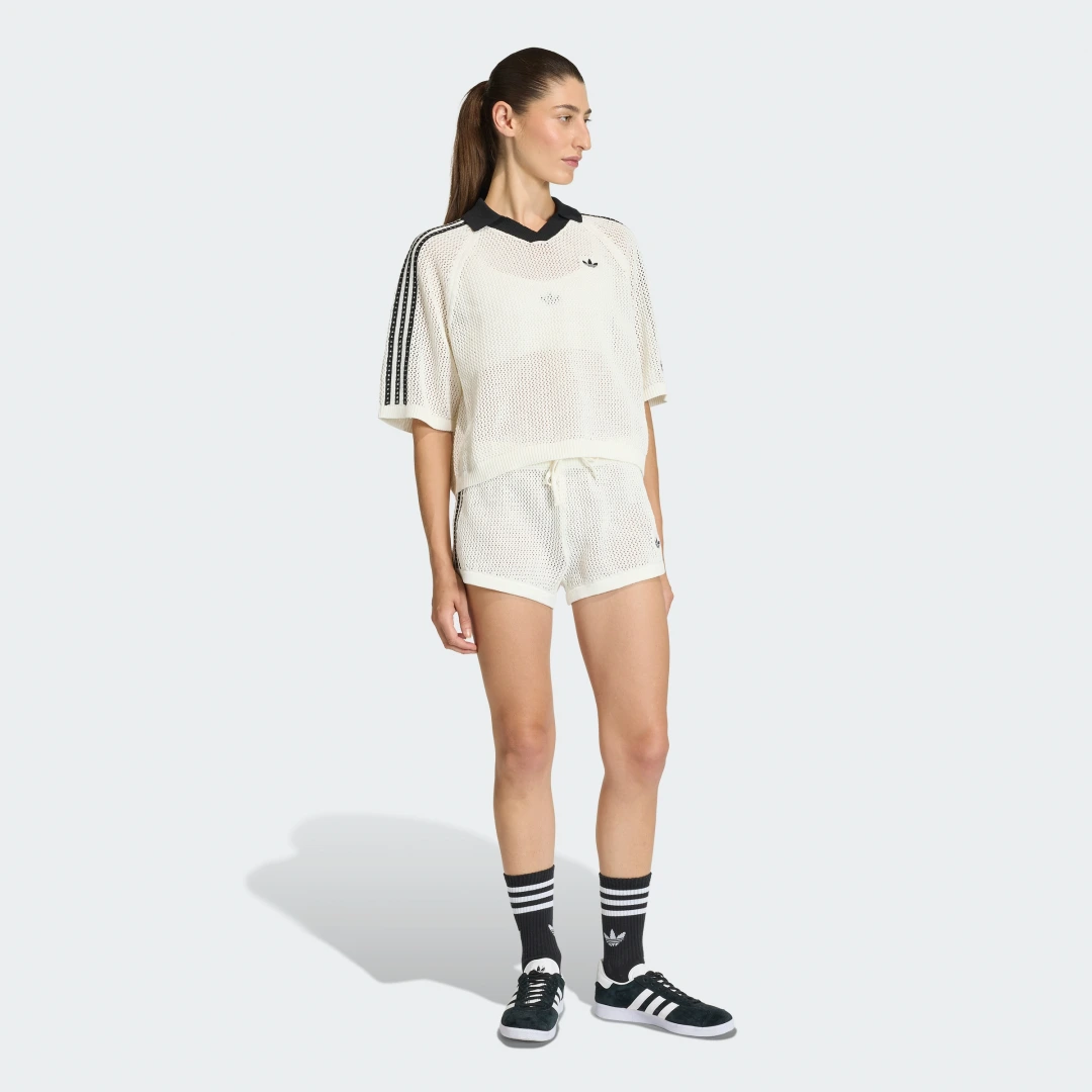 Thumbnail 2 de Pantalón corto de punto con ganchillo Adidas – Blanco