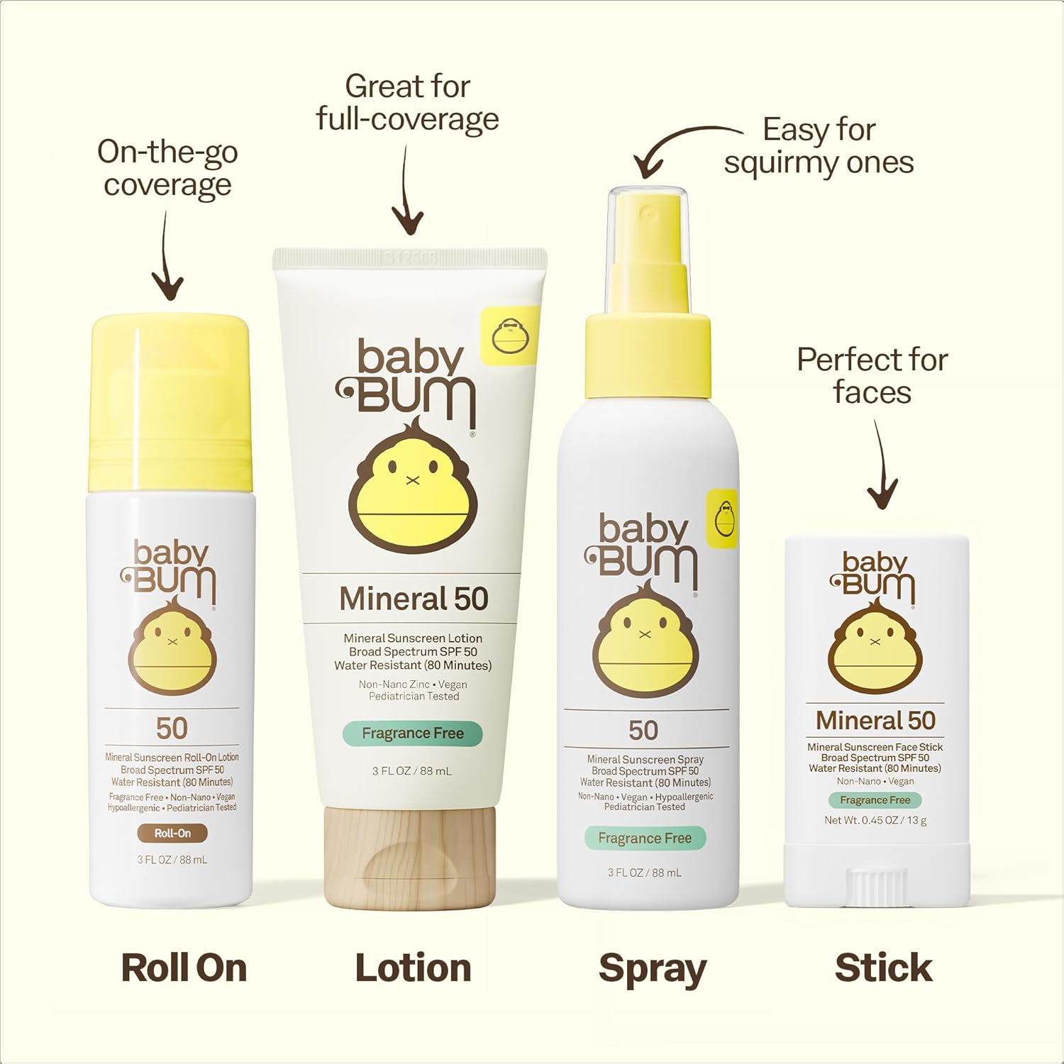 Thumbnail 4 de Baby Bum SPF 50 Mineral Sunscreen Lotion (UVA/UVB) – Fragrance Free, Face & Body Protection for Sensitive Skin – Travel Size 3 oz