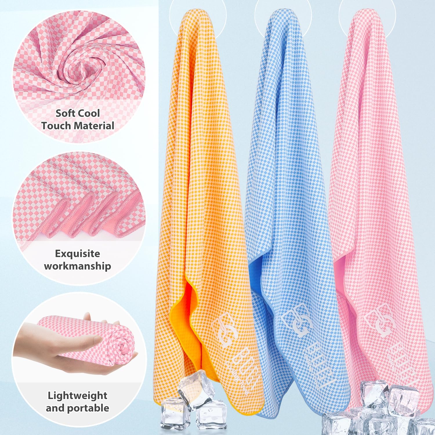 Thumbnail 2 de BOGI 4 Pack Cooling Towel (100x30 cm) – Instant Cooling, Soft Bamboo Fibres, Neck & Face Towels for Sport, Yoga, Gym and Outdoors