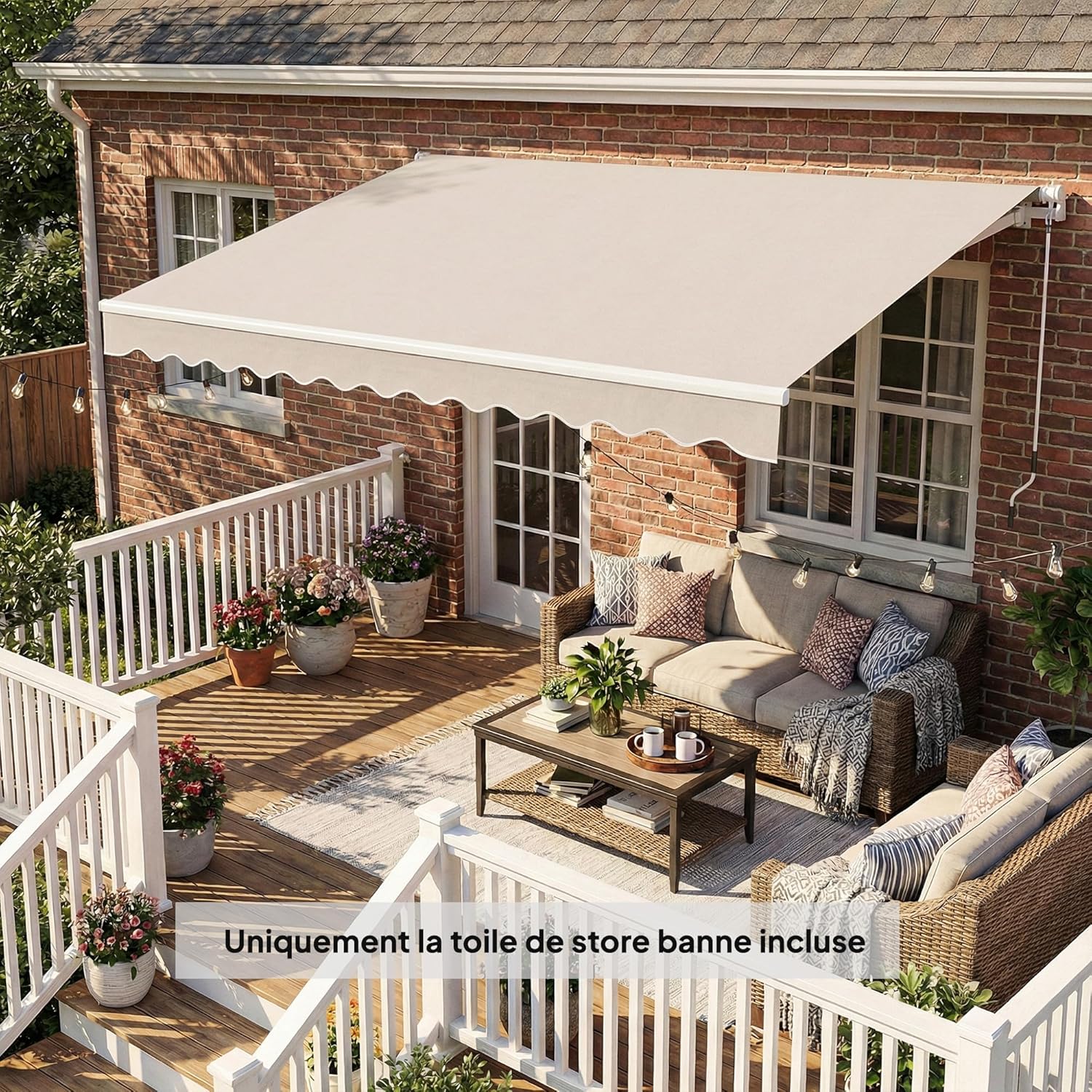 Thumbnail 4 de Outsunny Toile de rechange pour store banne avec lambrequin – déperlante, anti-UV, crème, compatible 3,5 x 2,5 m