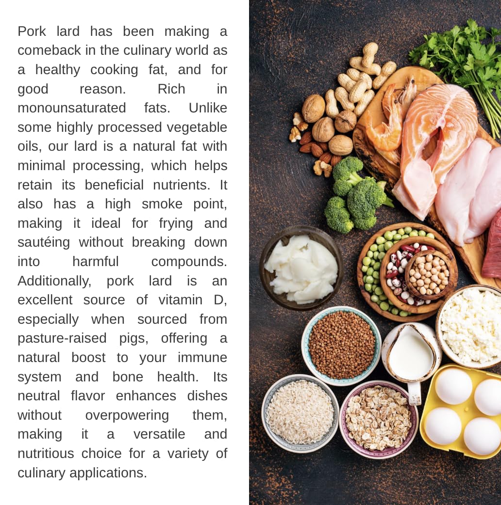 Detalle de SULU ORGANICS 4 LBS Fully Rendered Pork Lard for Frying and Baking