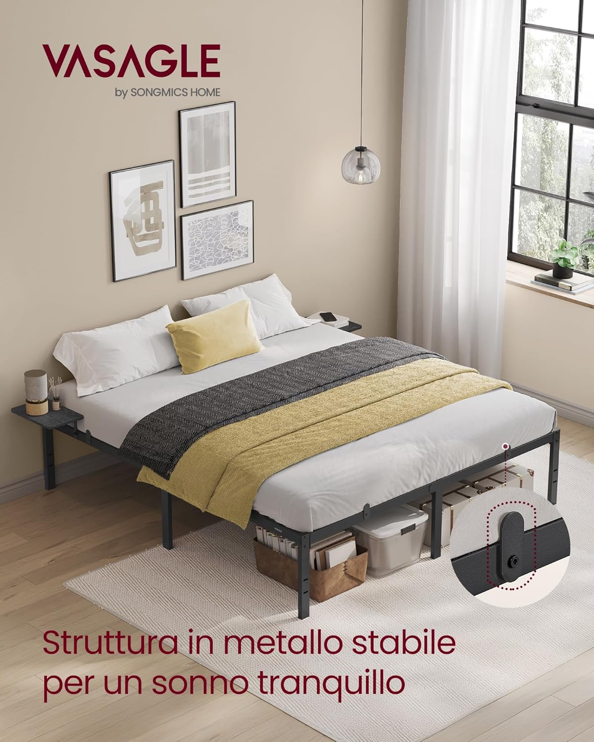 Detalle de VASAGLE RMB099B01 Struttura letto 160x190