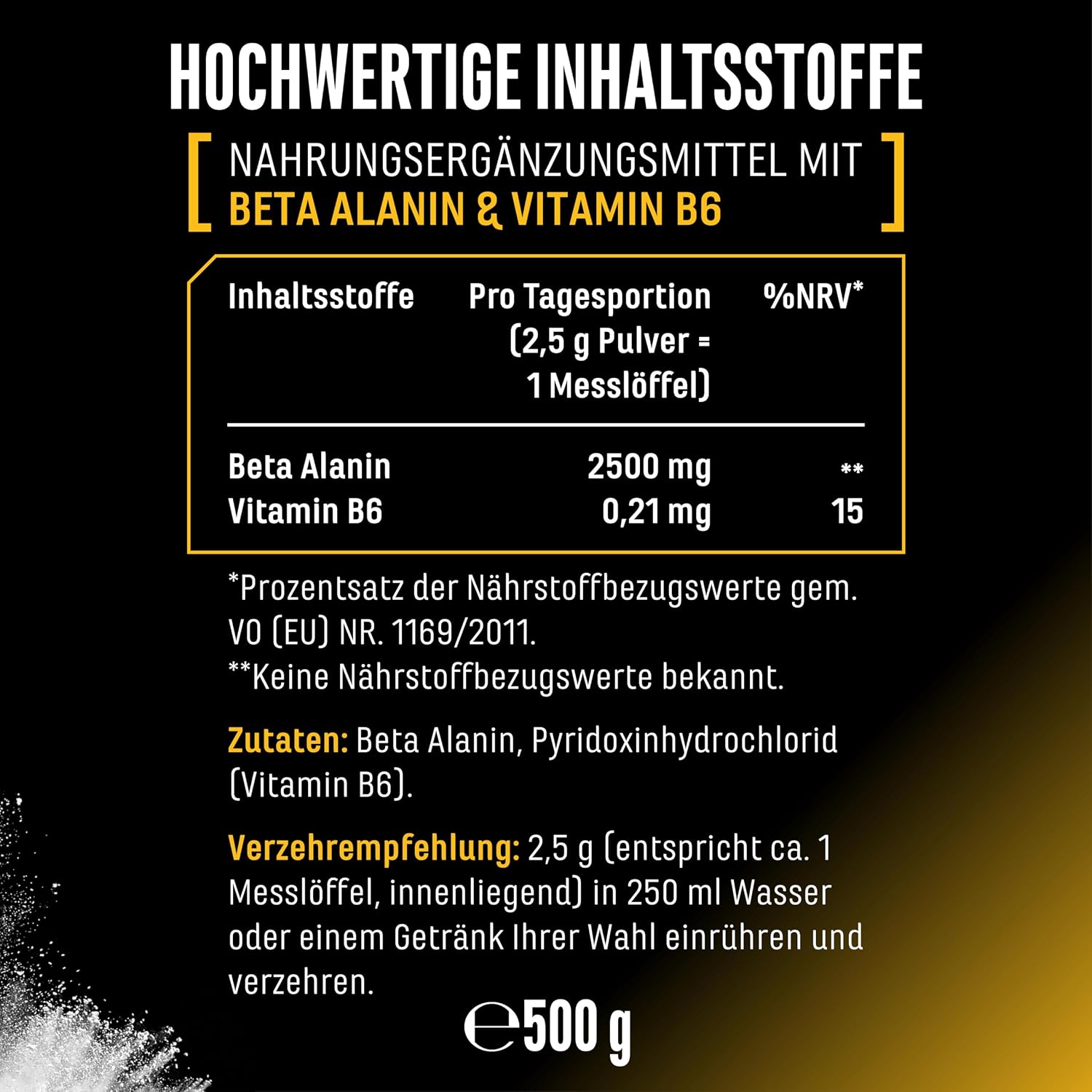 Thumbnail 5 de Beta Alanin Pulver 500 g - hochdosiert 99% Beta-Alanin đ§Ș