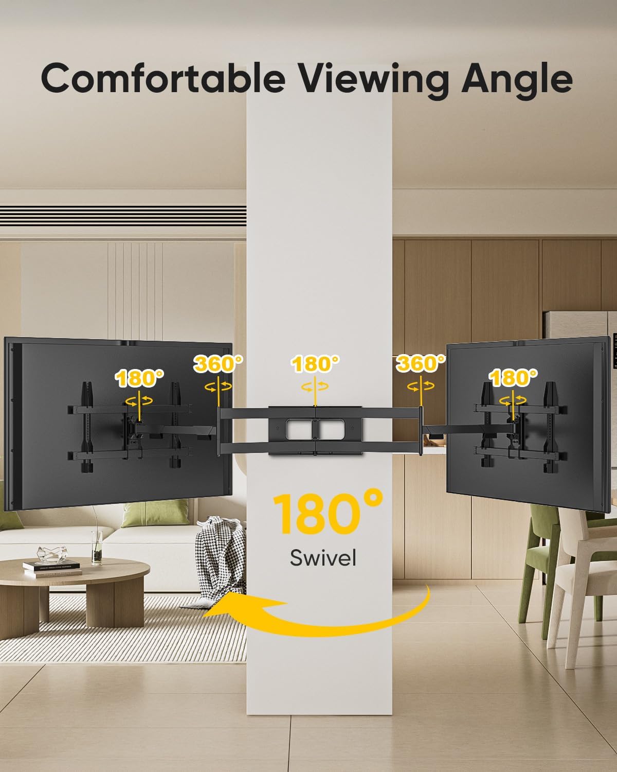 Thumbnail 3 de FORGING MOUNT Long Arm TV Mount Full Motion: Extreme Extension, Corner-ready, 42"–80" TVs