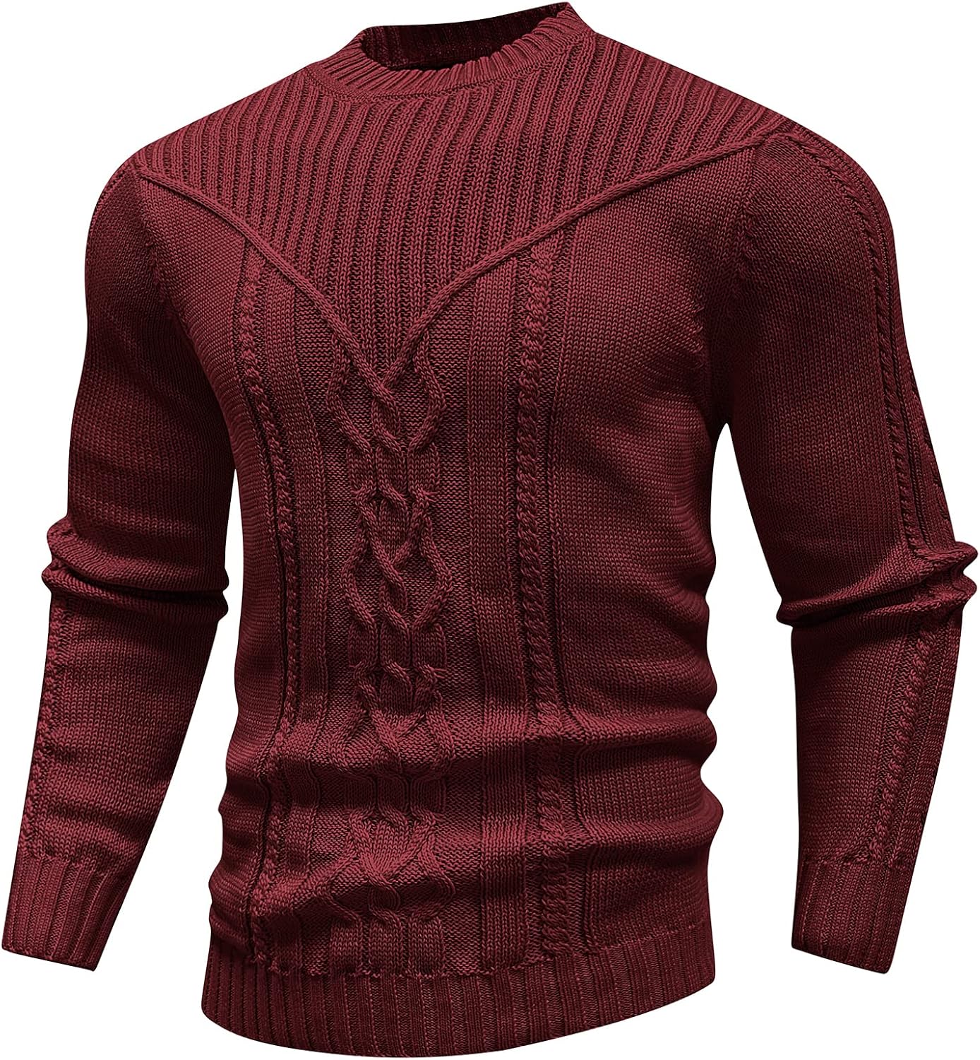 Thumbnail 6 de SAVKOOV Men's Pullover Jumper: Long Sleeve Crewneck Knitted Sweater