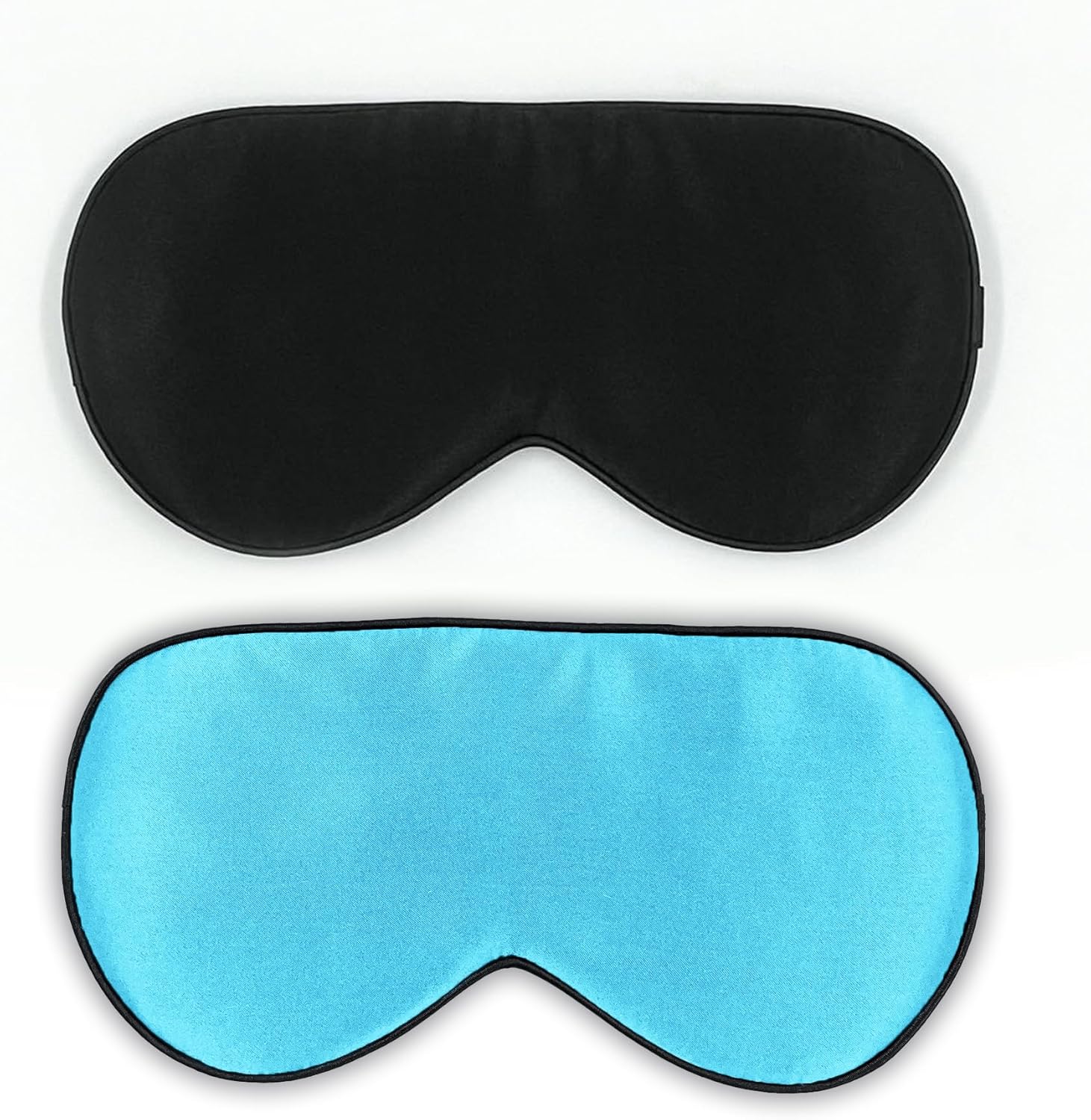 Townssilk set di 2 maschere per dormire in 100% seta con fascia regolabile (nero e blu ghiaccio)