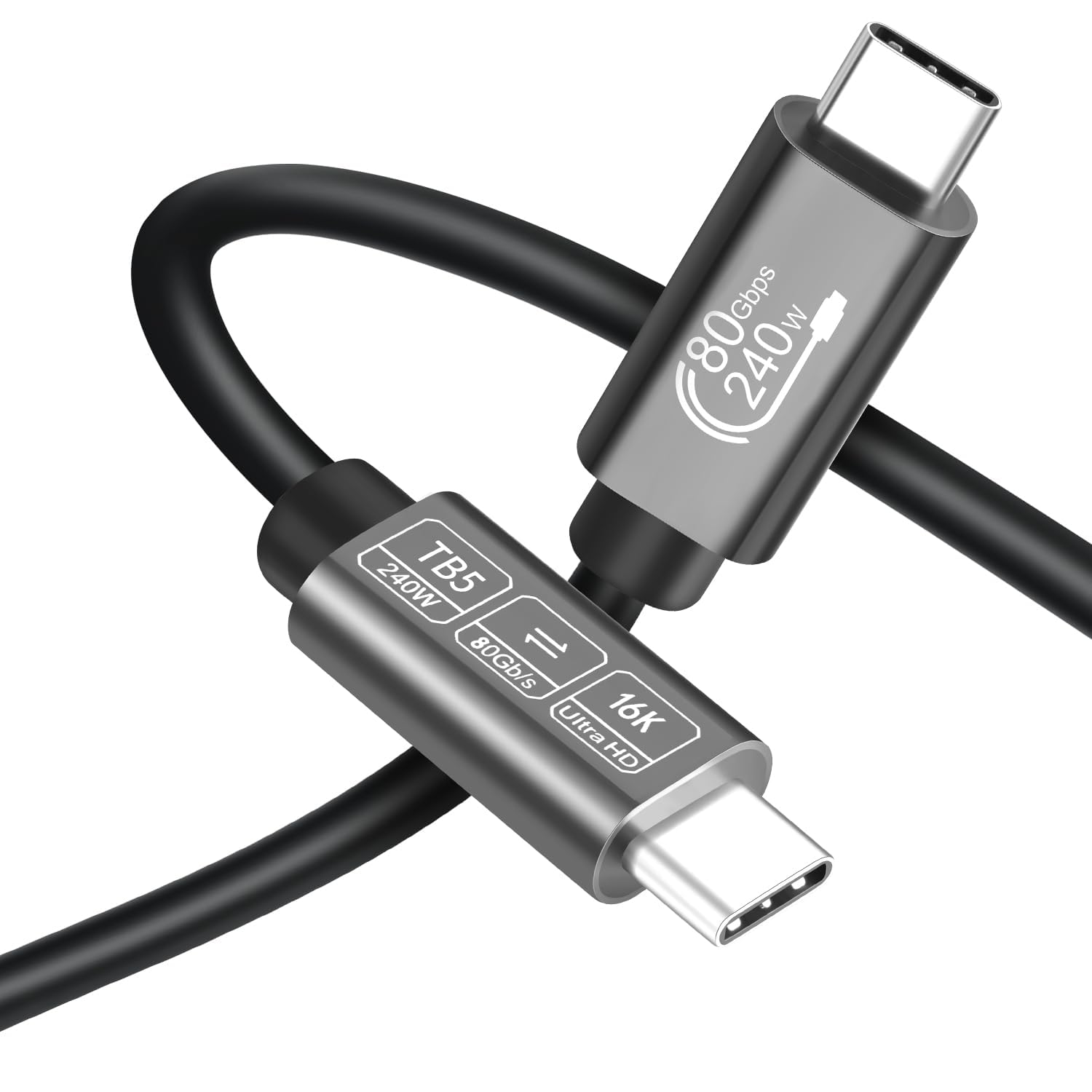 Thumbnail 6 de Angusplay Thunderbolt 5 Cable 80Gbps, 1.8m – 240W Fast Charging, 16K/ Dual 8K Display, Thunderbolt 4/3 Compatible