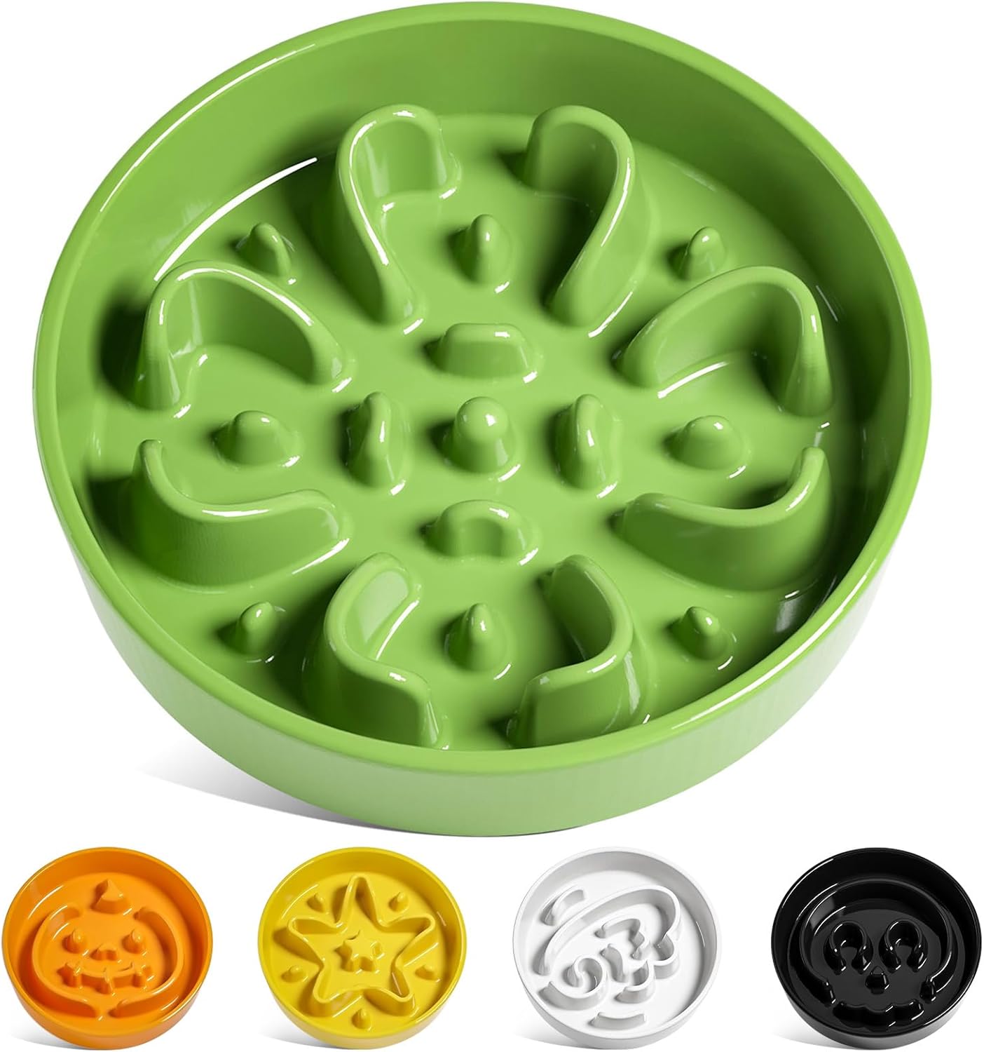 Thumbnail 6 de LE TAUCI Keramik-Hundenapf für langsames Fressen (Slow Food) mit Rillen & Labyrinthmuster, 350 ml, Sterngelb