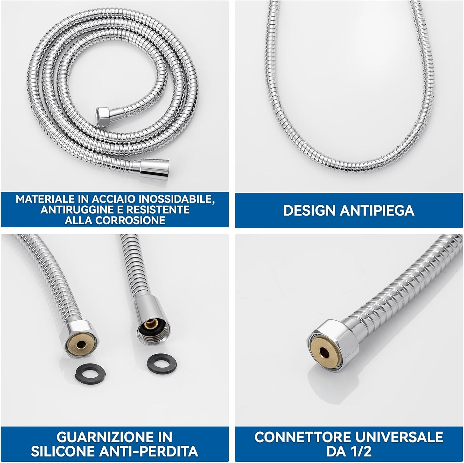 Thumbnail 5 de Auralum Colonna Doccia senza Miscelatore 70 cm: doccia con soffione, doccetta multipla e tubo in acciaio inox da 1,5 m