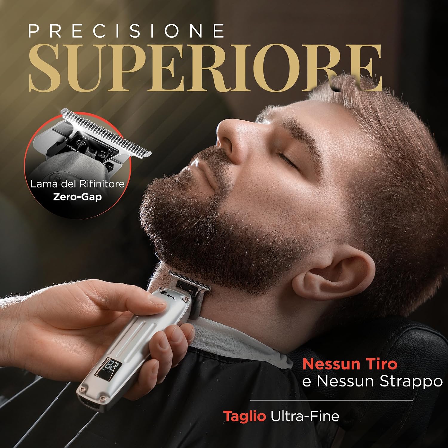 Detalle de Fagaci Tagliacapelli Uomo Professionale con Lame Ceramica/DLC e Motore Brushless – Precisione Superiore