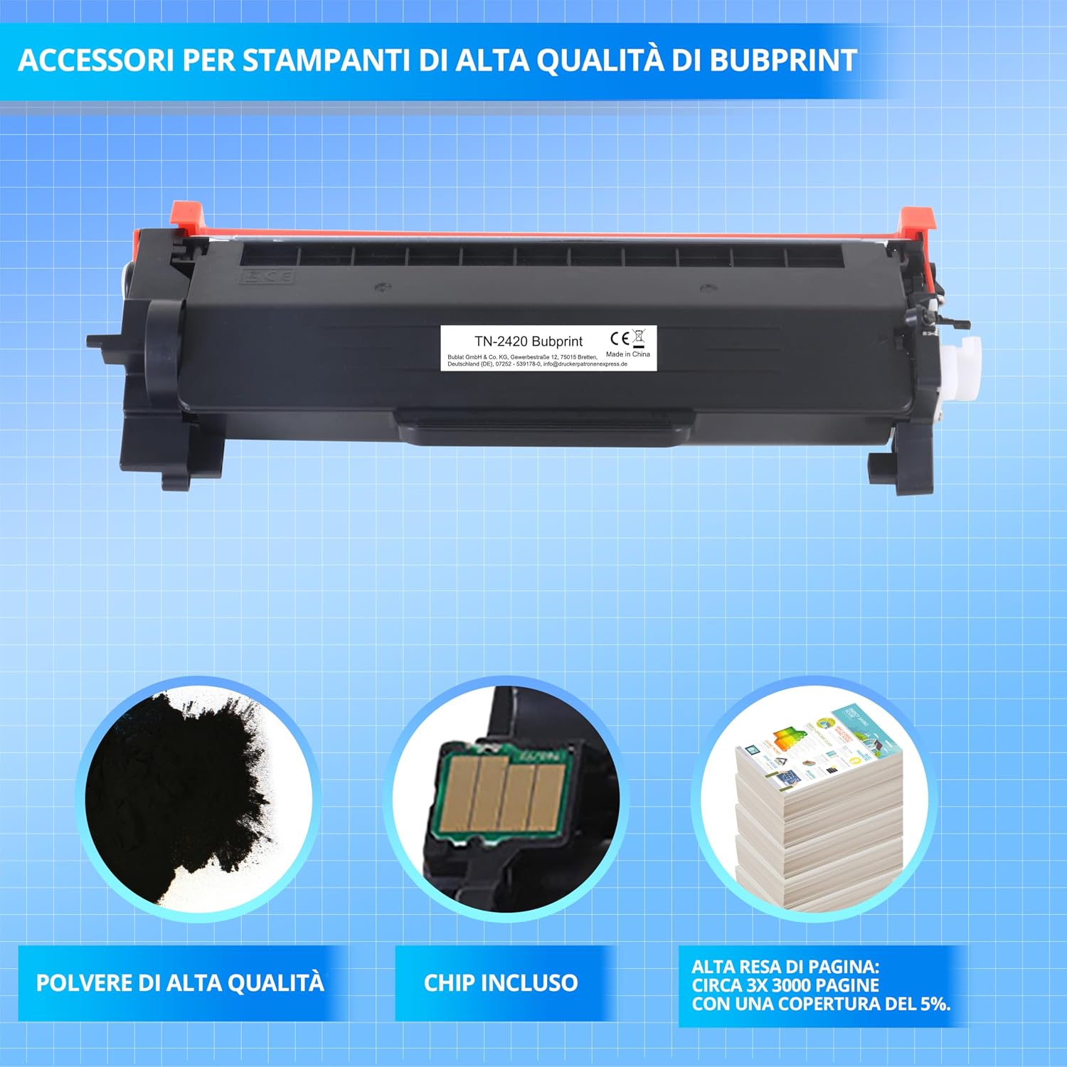 Detalle de Bubprint TN2420 TN-2410 Toner Compatibile Nero – 2-Pack per Brother (Compatibilità ampia, risparmio)