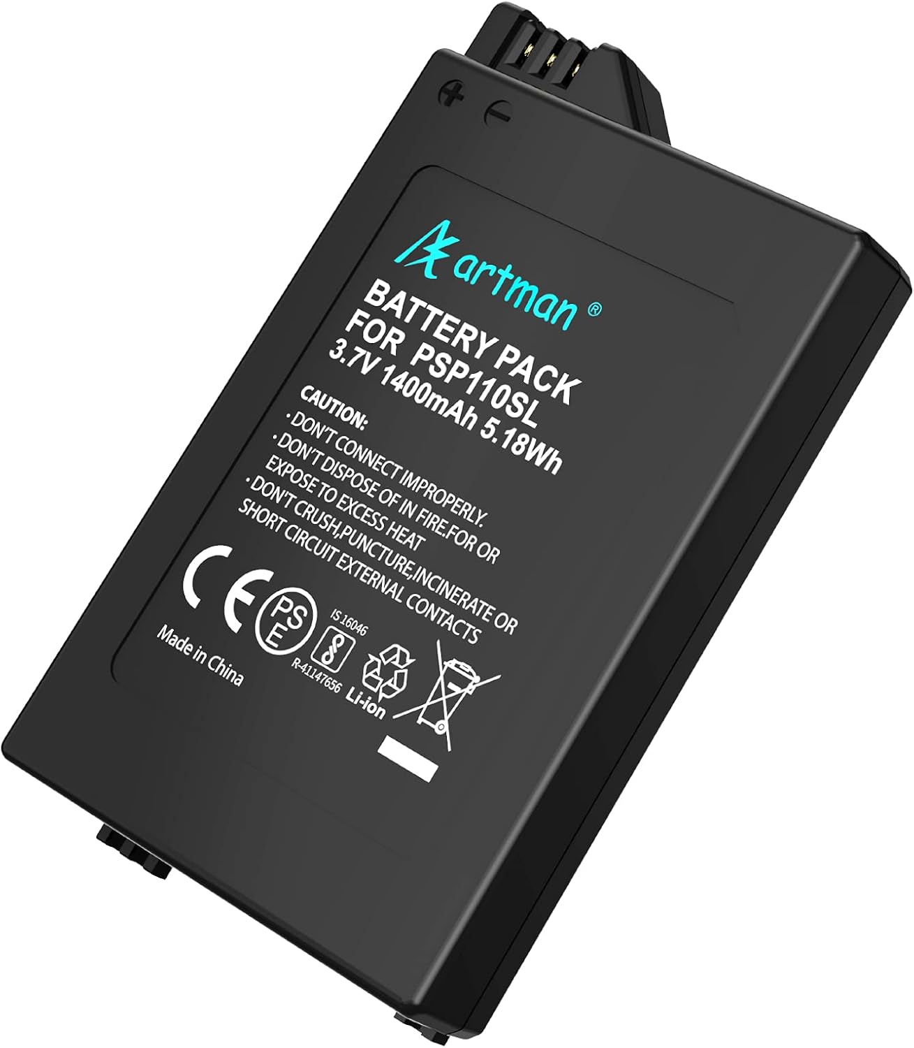 Detalle de Artman PSP-S110 Akku 1400mAh – Ersatzakku kompatibel mit PSP 2000/3000 (PSP Slim & Lite, PSP Brite)