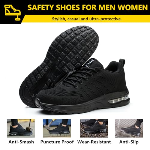 Detalle de Baofular Safety Trainers – Steel Toe, Lightweight & Breathable Work Trainers (Men/Women, UK 7)