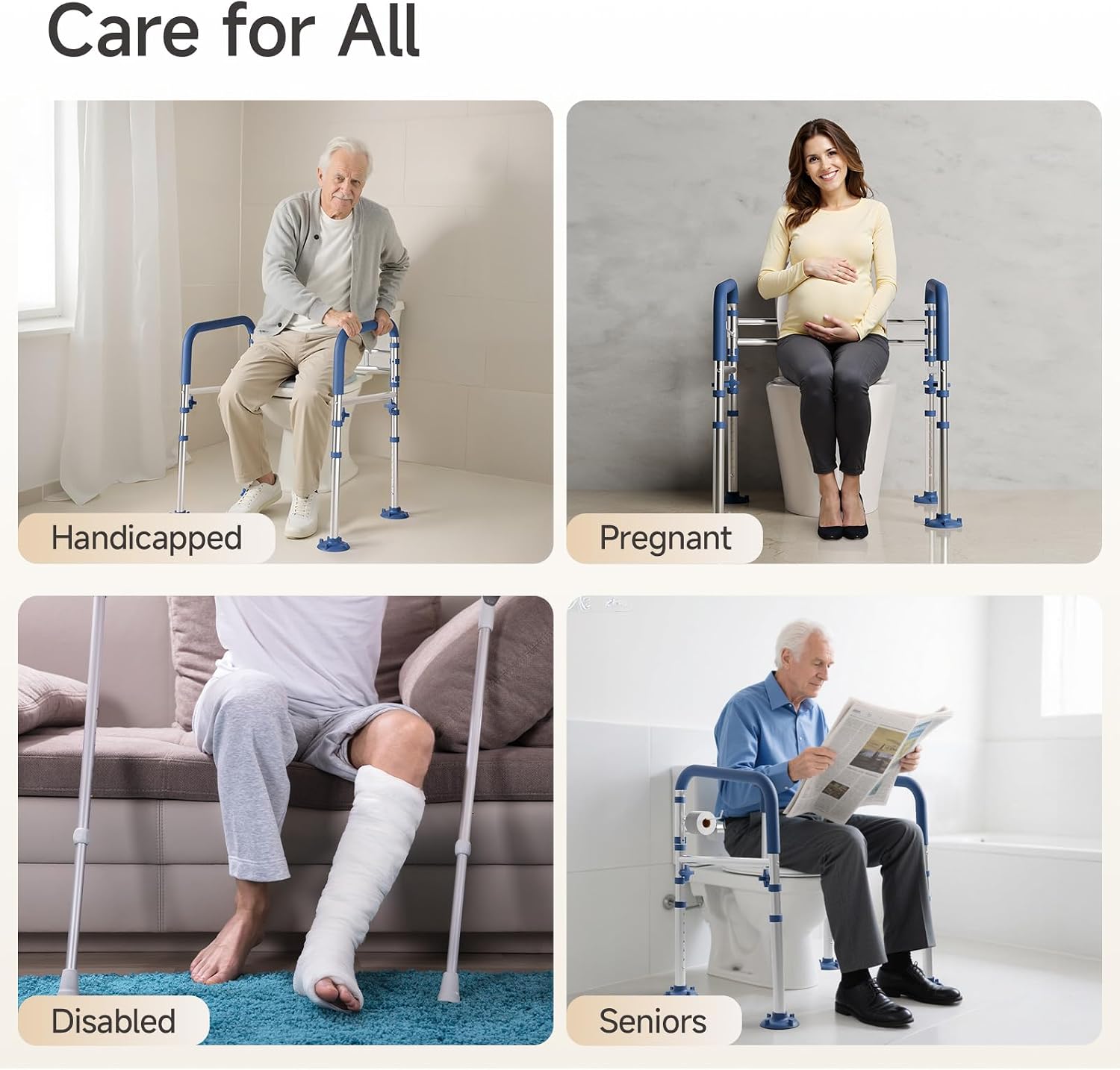 Detalle de Loyoda Toilet Safety Rails for Seniors: Height and Width Adjustable Frame with Foldable Design