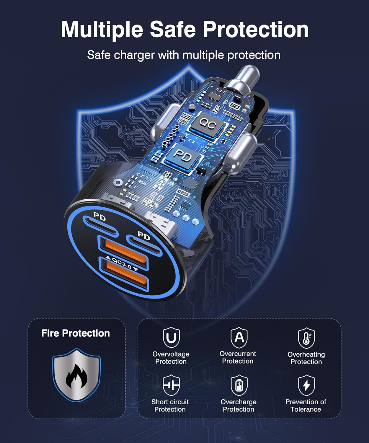 Thumbnail 4 de 90W 4-Port PD/QC Car Charger Adapter