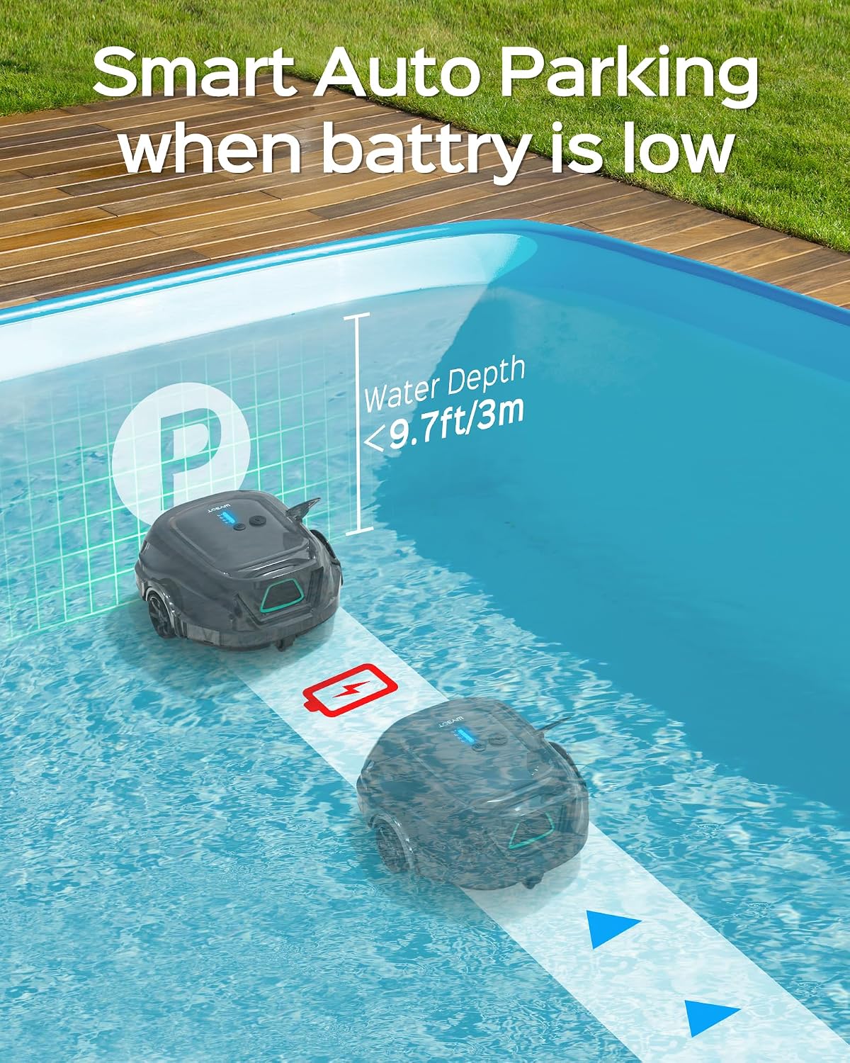 Thumbnail 3 de WYBOT A1, robot de piscine à batterie avec double système de filtration pour piscines jusqu’à 100㎡