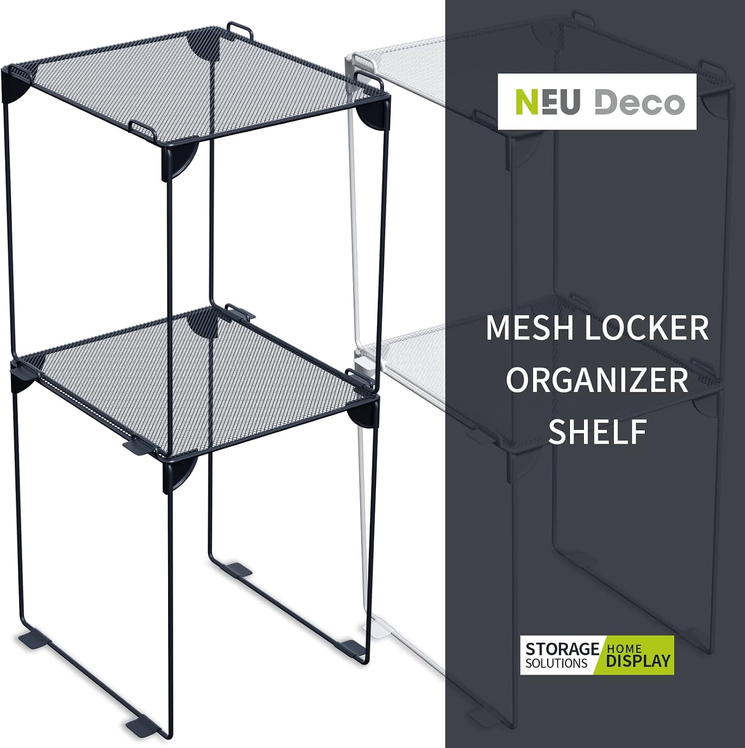 Thumbnail 4 de Neudeco Locker Organzier Mesh Locker Shelf Set, 2-Pack, Grey, Foldable Metal