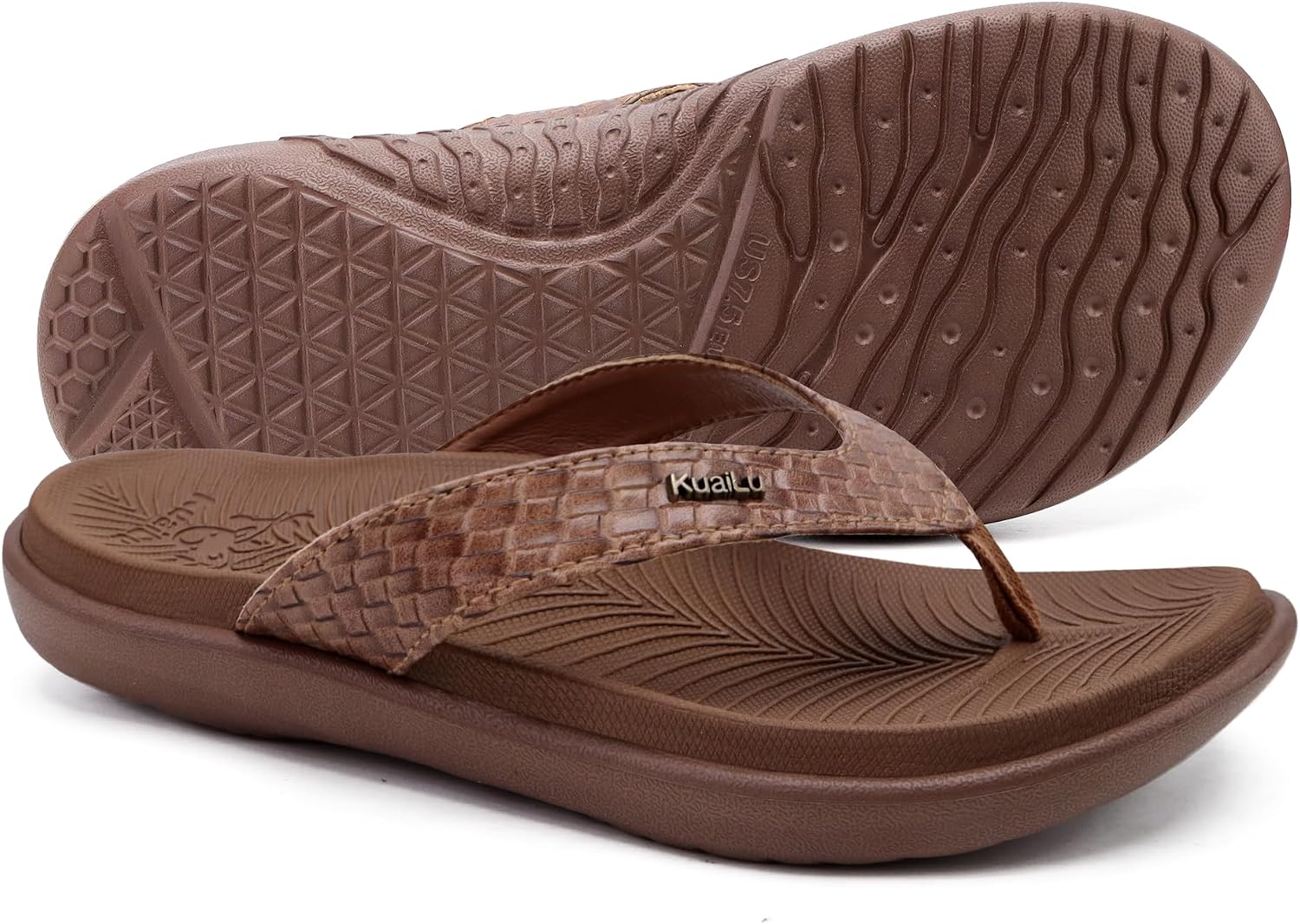 Detalle de KuaiLu Women's Flip Flops with Arch Support – Brown, Size 6