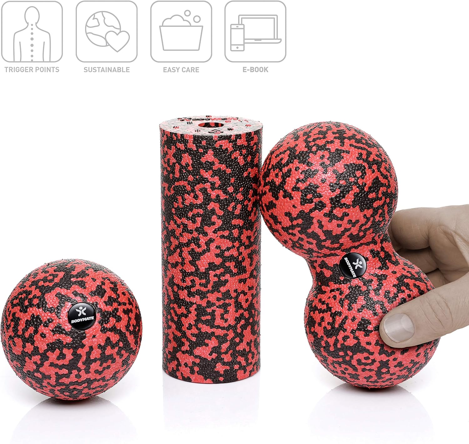 Thumbnail 1 de BODYMATE Mini Kit per Fasce: mini foam roller L15xD6 cm + Palline Ø 8 cm – Set essenziale per automassaggio