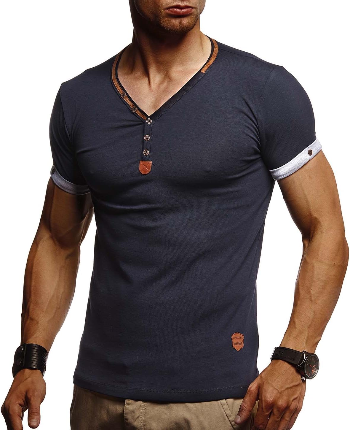 Thumbnail 6 de Leif Nelson T-Shirt Uomo Estate Collo V – Maglietta Basic in Cotone, Taglio Regular Fit